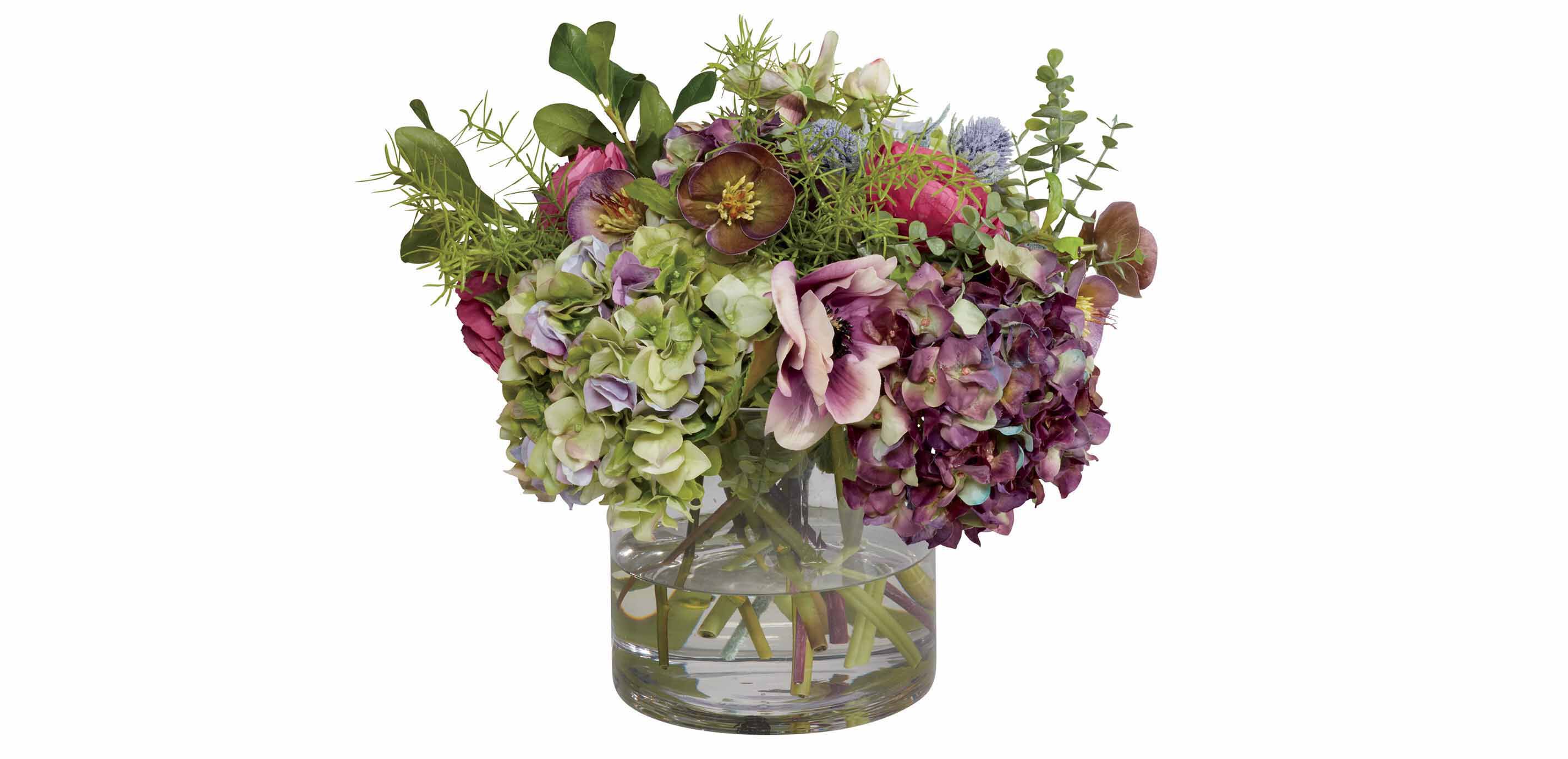 Hydrangea, Hellebore & Poppy Mix in Vase