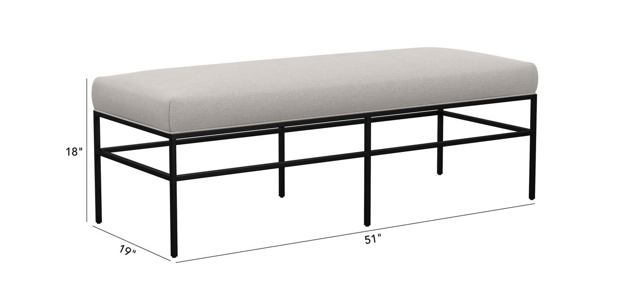 Ferri Metal Tufted Upholstered Bench with Legs Ethan Allen