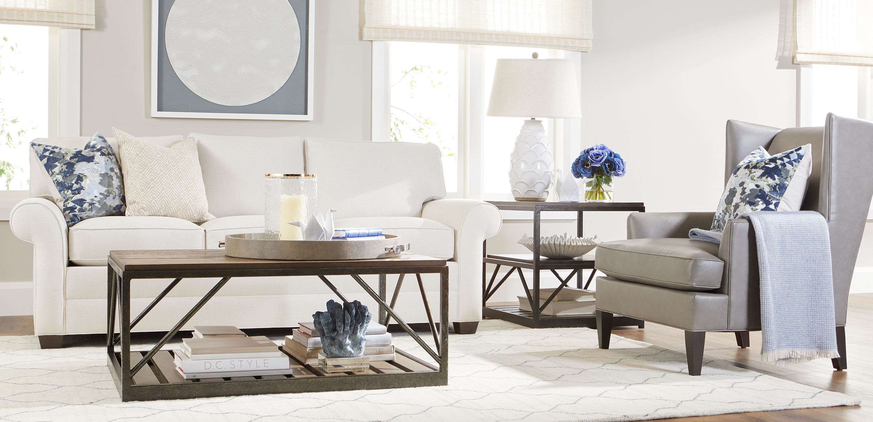 Deep Blue Anemone Bouquet in Cylinder Vase_12