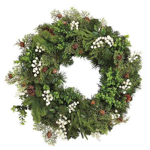 26" White Berry Winter Wreath image