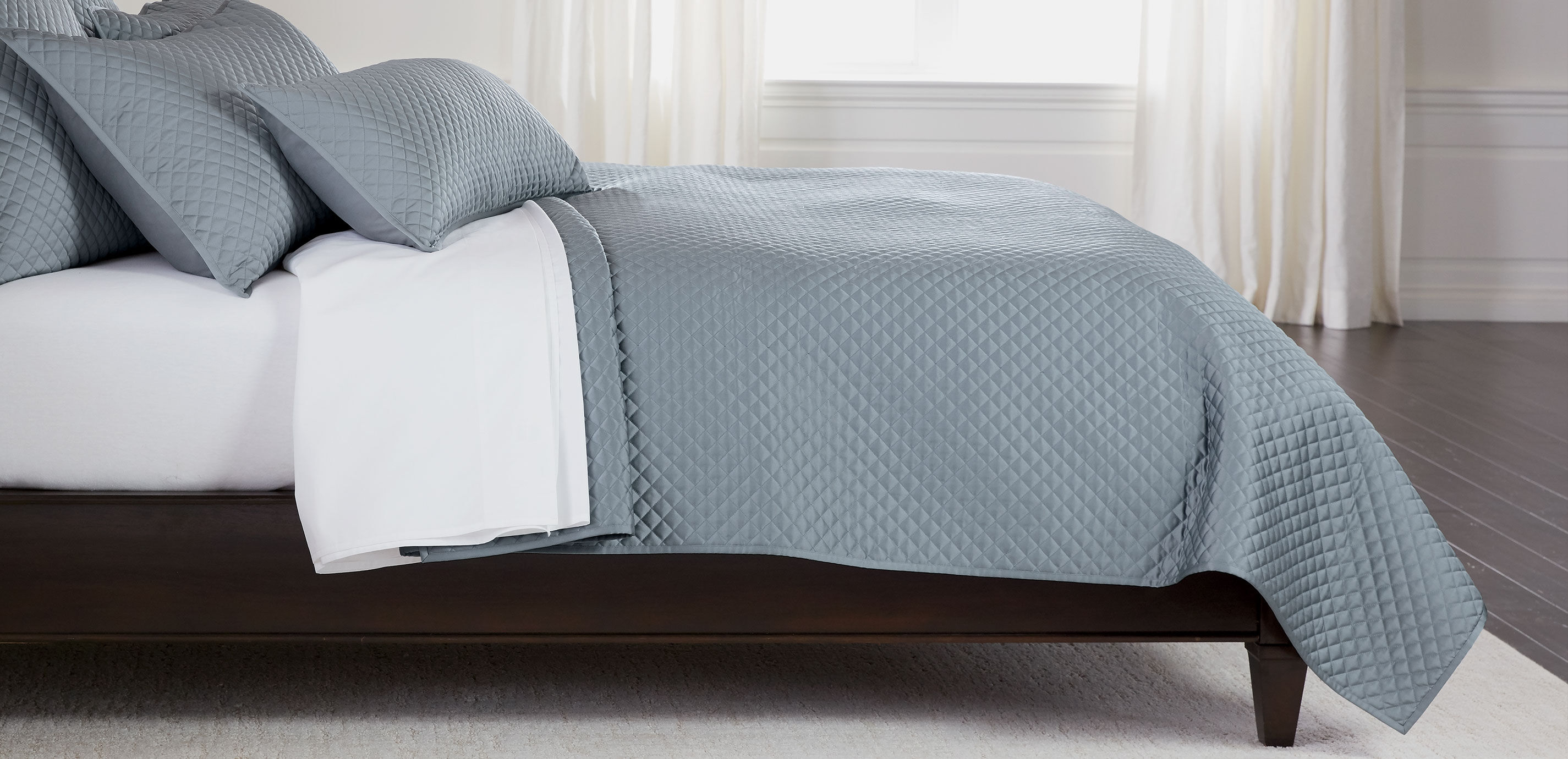 Salena Quilted Coverlet, Mist Blue