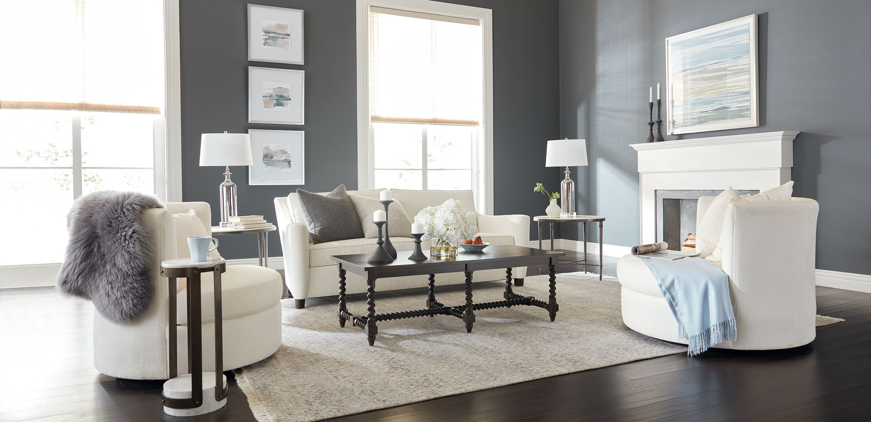 Ikat Rug, Gray/Ivory_3