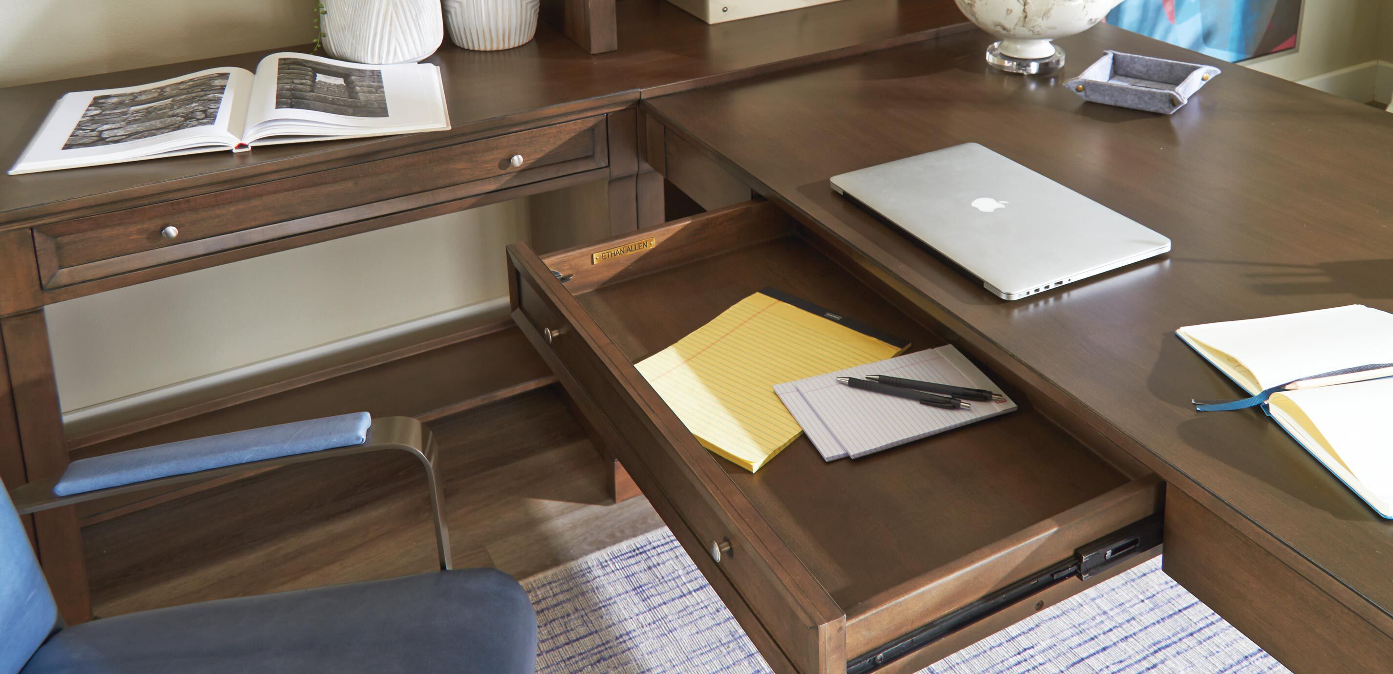 Continental Double Office Island with Bridge Desk_6