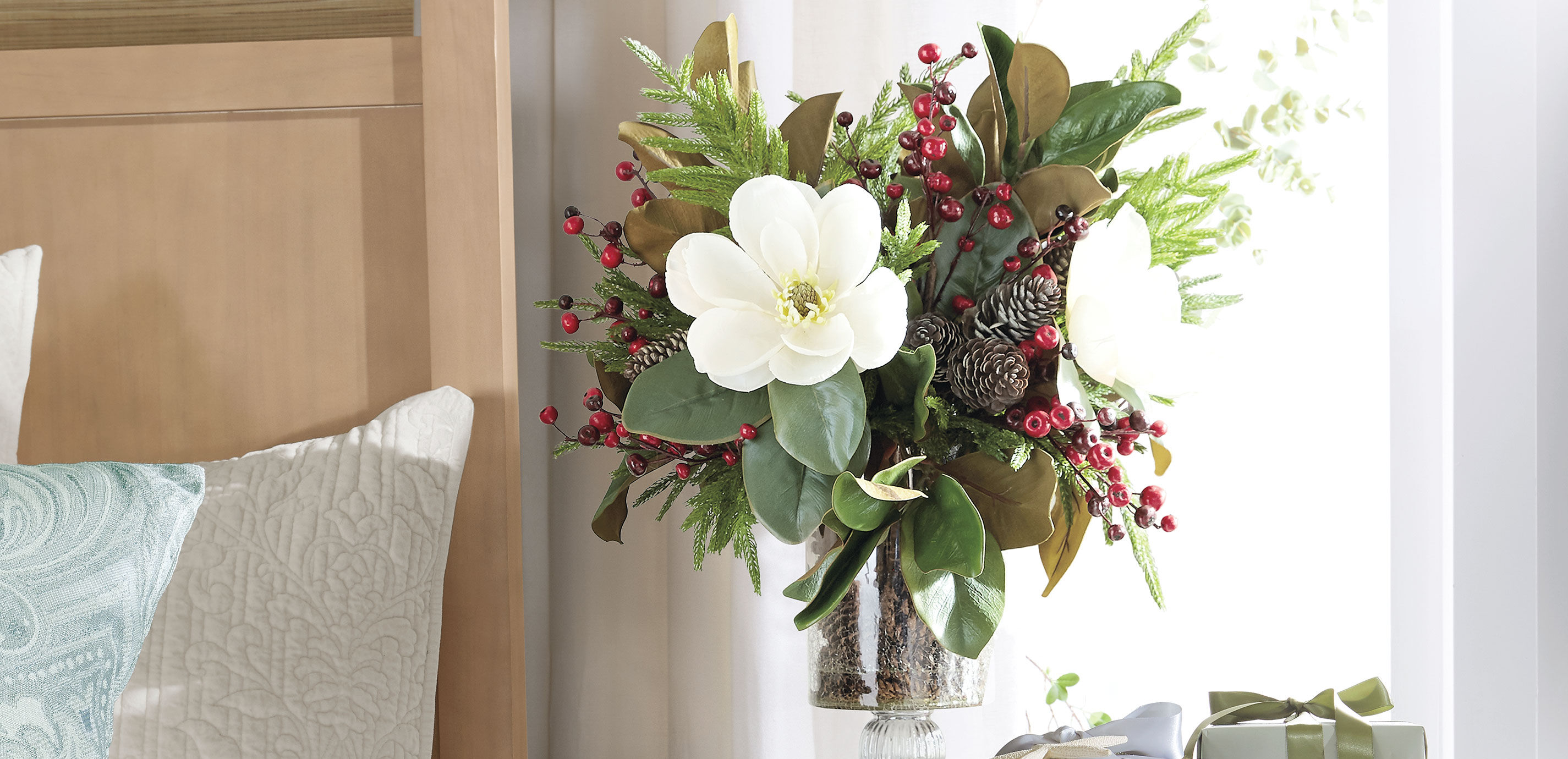 Magnolia Tall Winter Centerpiece_3