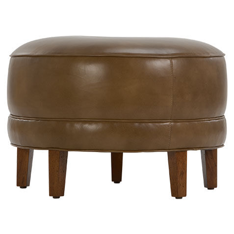 Nassau Round Leather Ottoman image