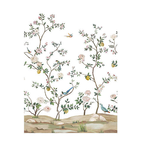 Blossom Chinoiserie Wall Mural on Grasscloth image