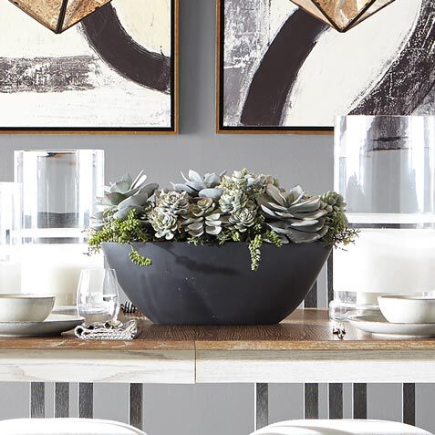 Mixed Succulents in Dark Grey Oval Planter Product Tile Hover Image 442228