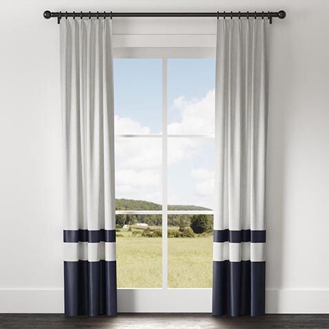 Sayre Washed Linen Drapery Panel with Trim Border image DT1028