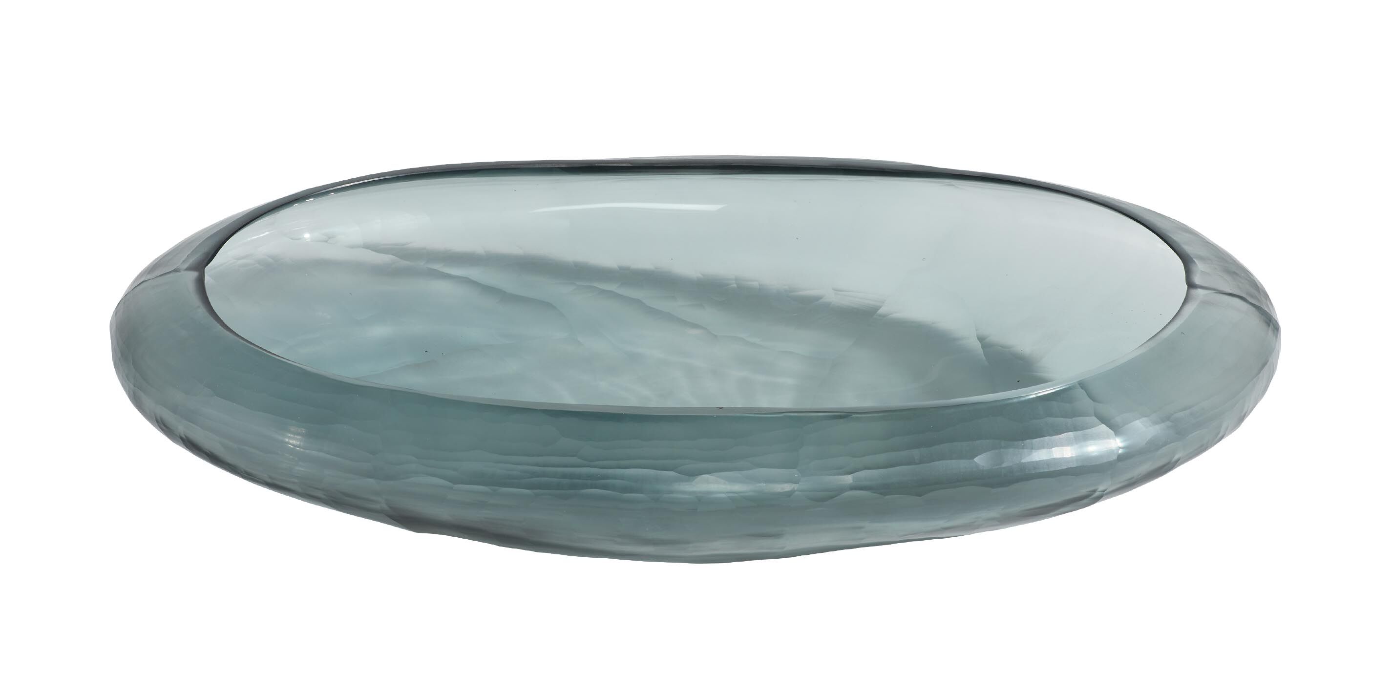 Blue-Gray Cut Glass Bowl