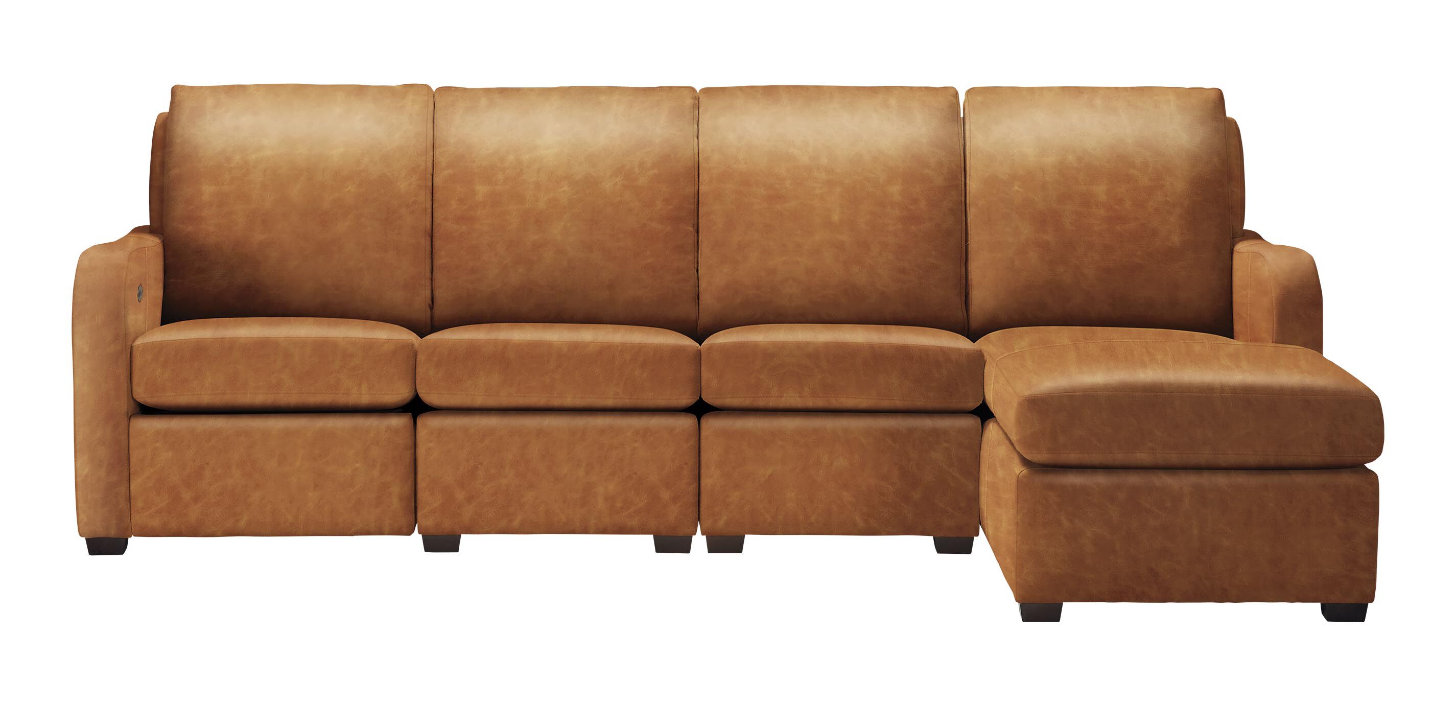 Jennings Leather Four-Piece Motion Sectional with Chaise