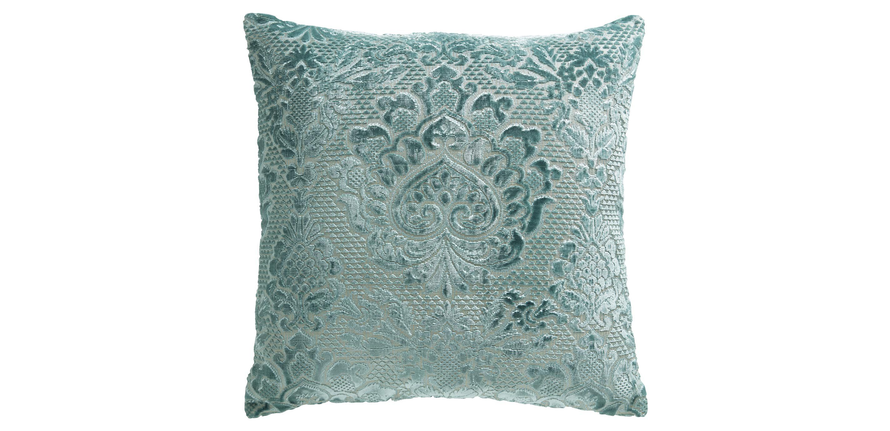 Modern Damask Silk Velvet Square Pillow, 20"