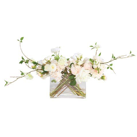 Blush Mixed Floral Bouquet in Small Linear Glass Vase image