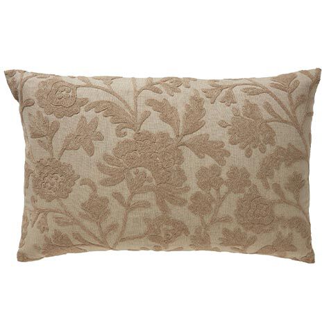 Crewel Stitch Botanical Lumbar Pillow image 062409   TAU