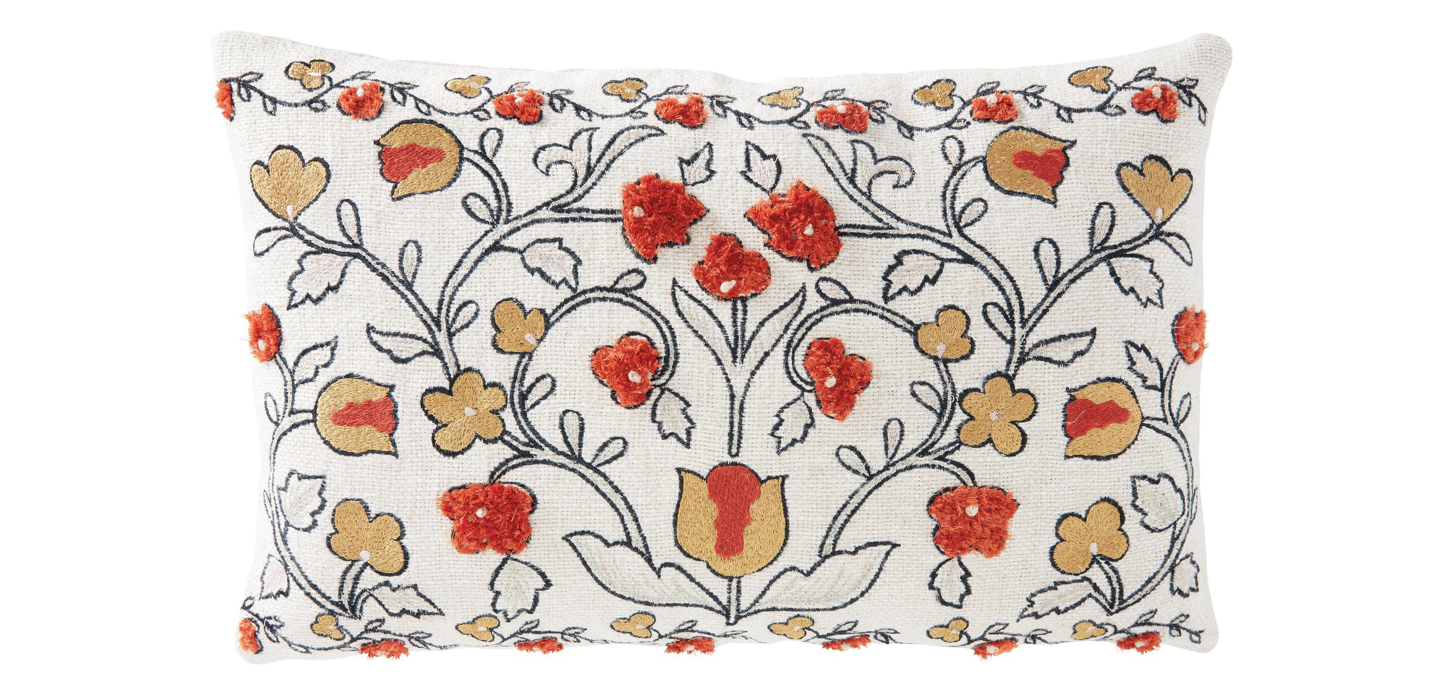 Embroidered Eyelash Fringe Pillow