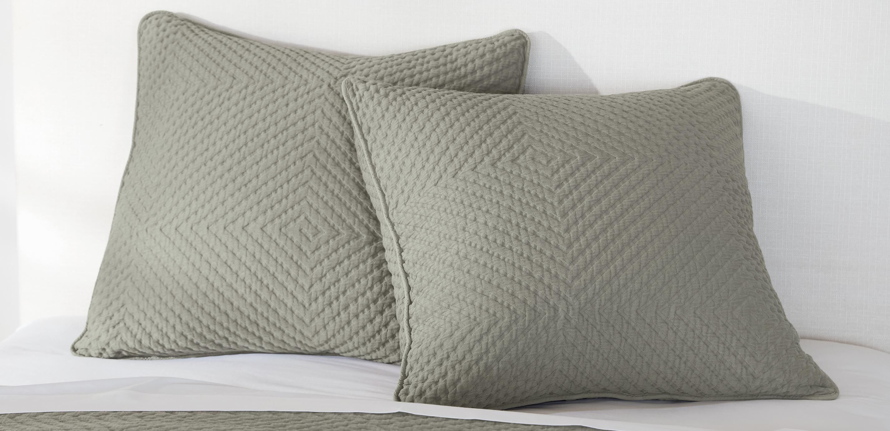 Geometric Matelasse Coverlet and Shams Set, Olive_4