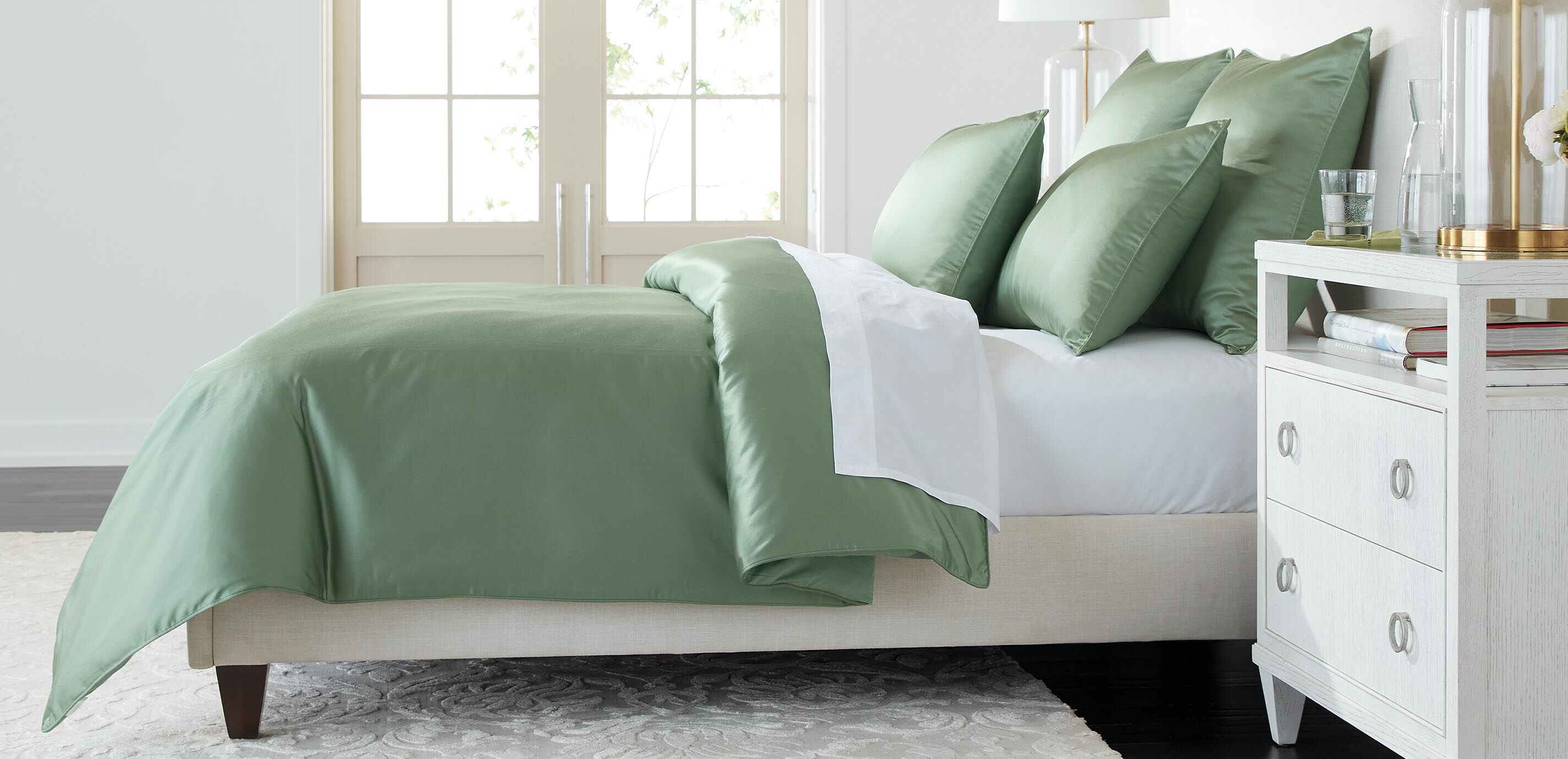 Salena Solid Duvet Cover and Shams Set, Sage_1