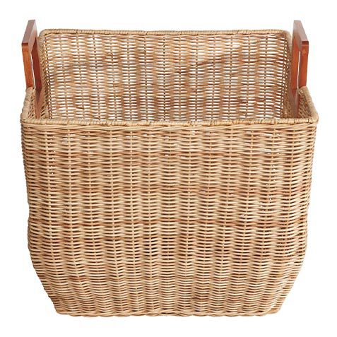 Square Wicker Basket with Wood Handle image
