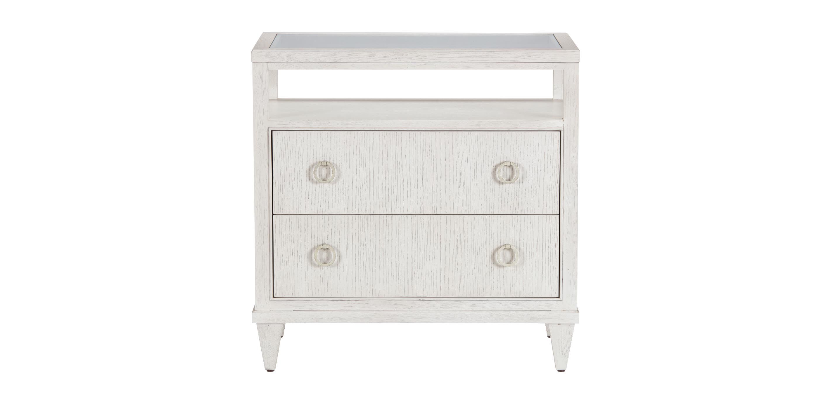 Heston Oak Glass-Top Night Table