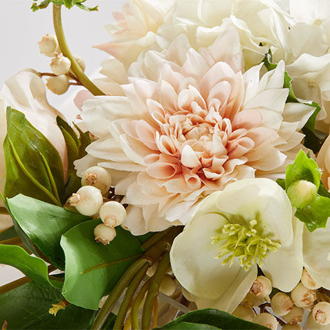 Blush Mixed Floral Centerpiece in Low Linear Glass Vase Product Tile Hover Image 443777   PNK