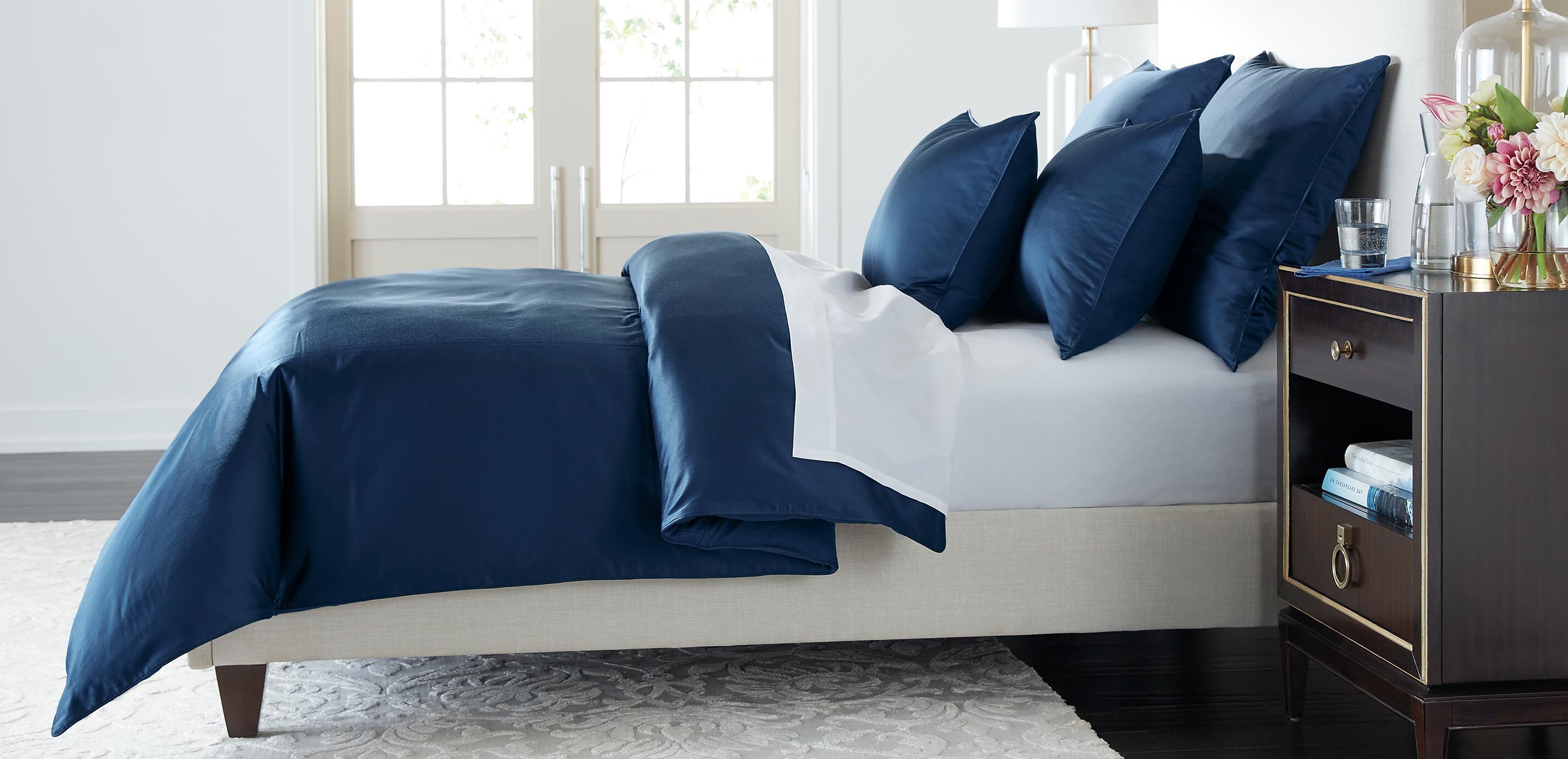 Salena Solid Duvet Cover and Shams Set, Navy_1