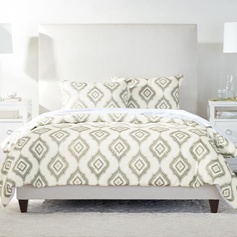 Green Embroidered Duvet Cover and Shams Set image