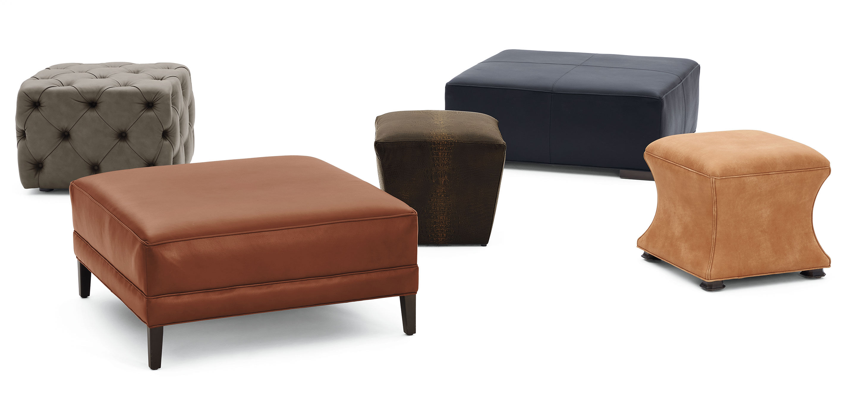 Nassau Leather Square Ottoman