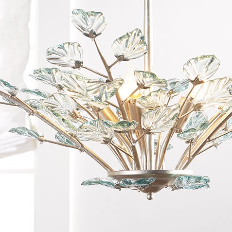 Evelyn Recycled Glass Leaf Chandelier Product Tile Hover Image 093081   CHM