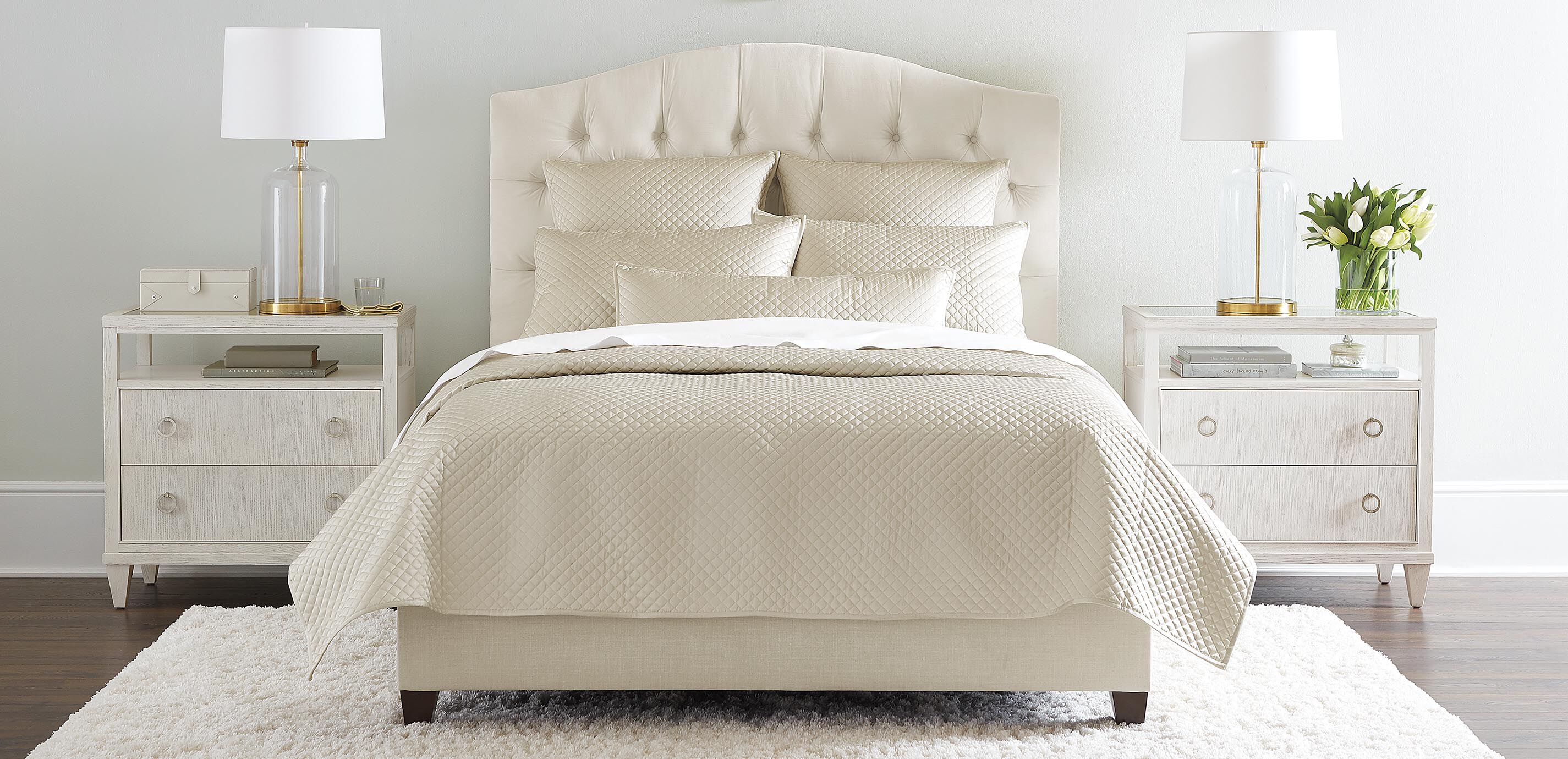 Salena Quilted Coverlet and Sham, Champagne