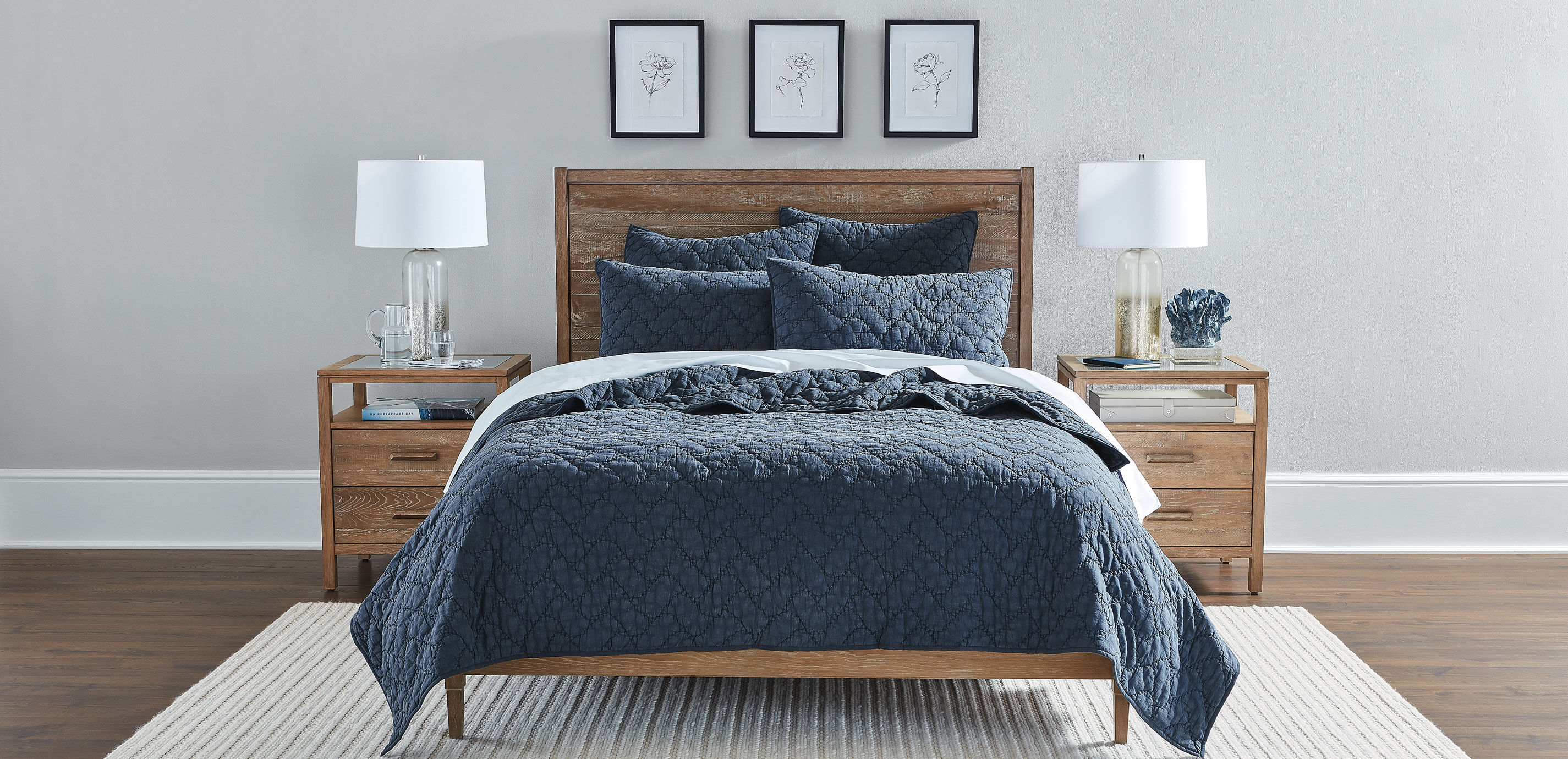 Garment-Dyed Chevron Quilt and Sham 