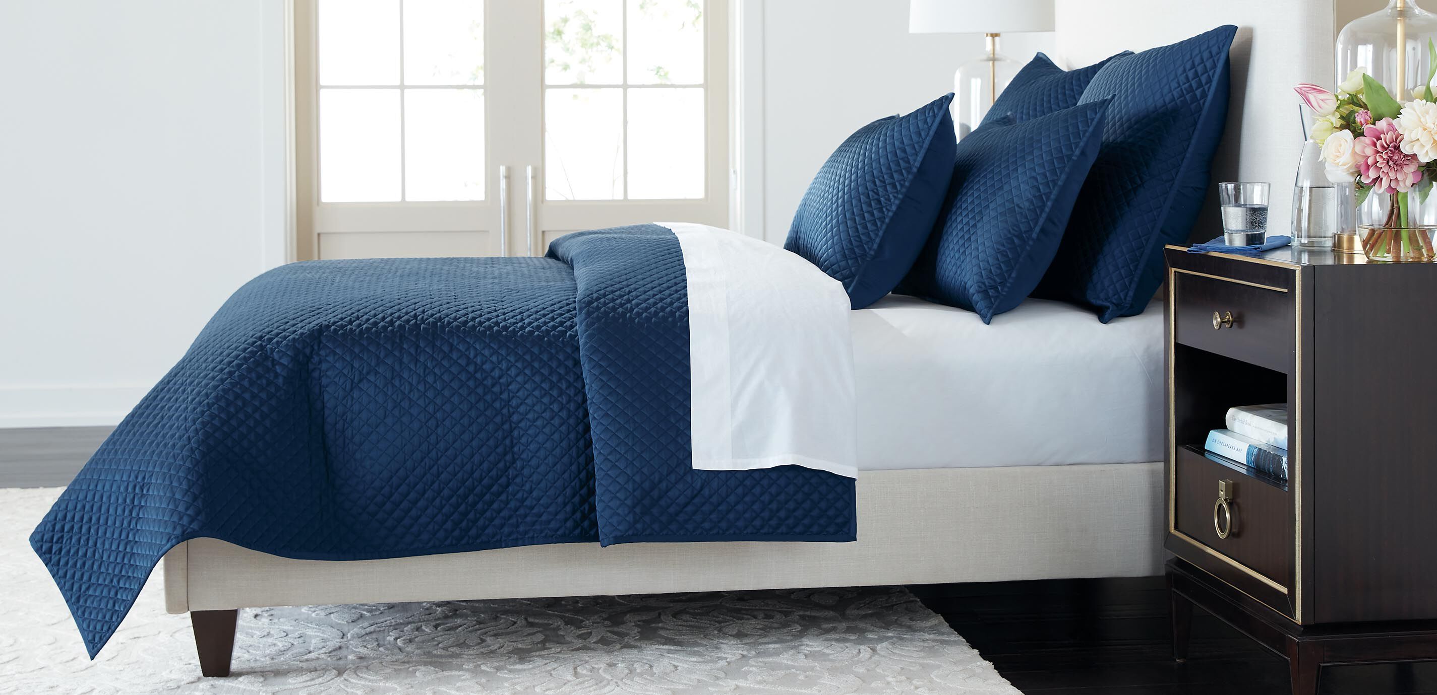 Salena Quilted Coverlet and Shams Set, Navy_1