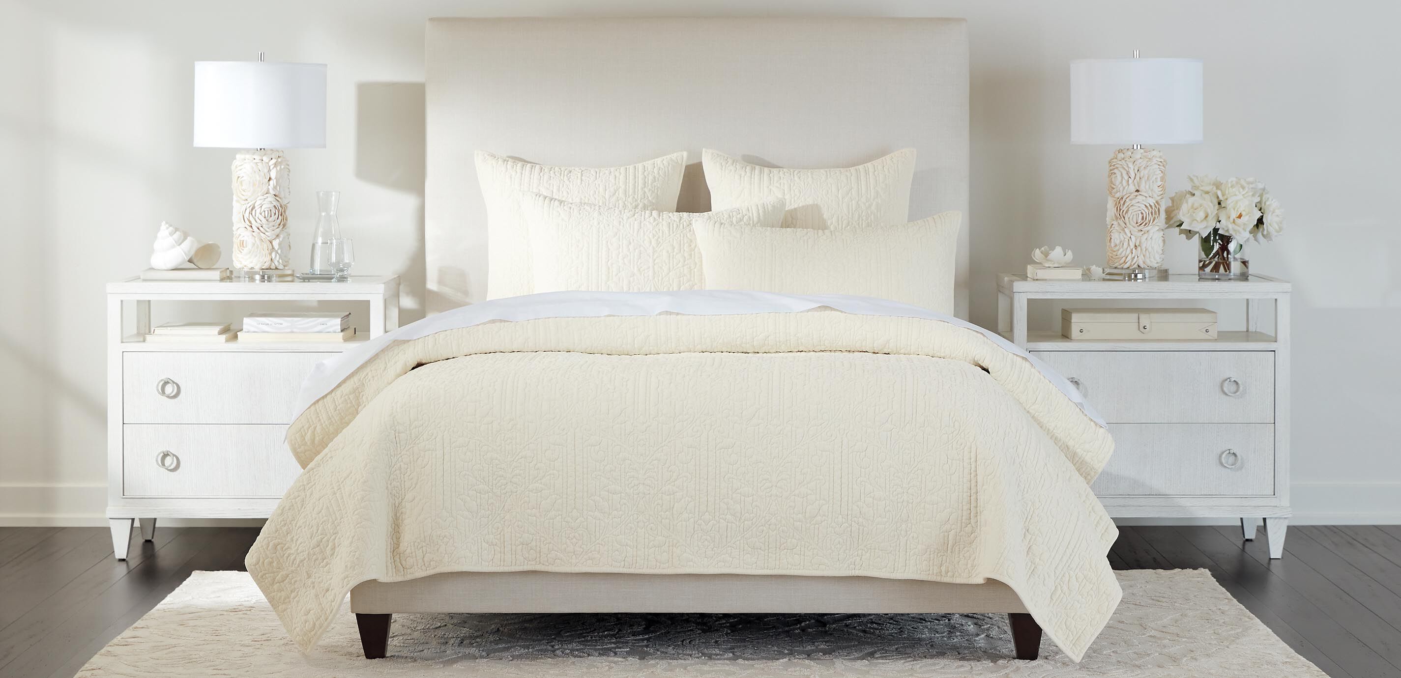 Garment-Dyed Velvet Quilt and Shams Set, Ivory