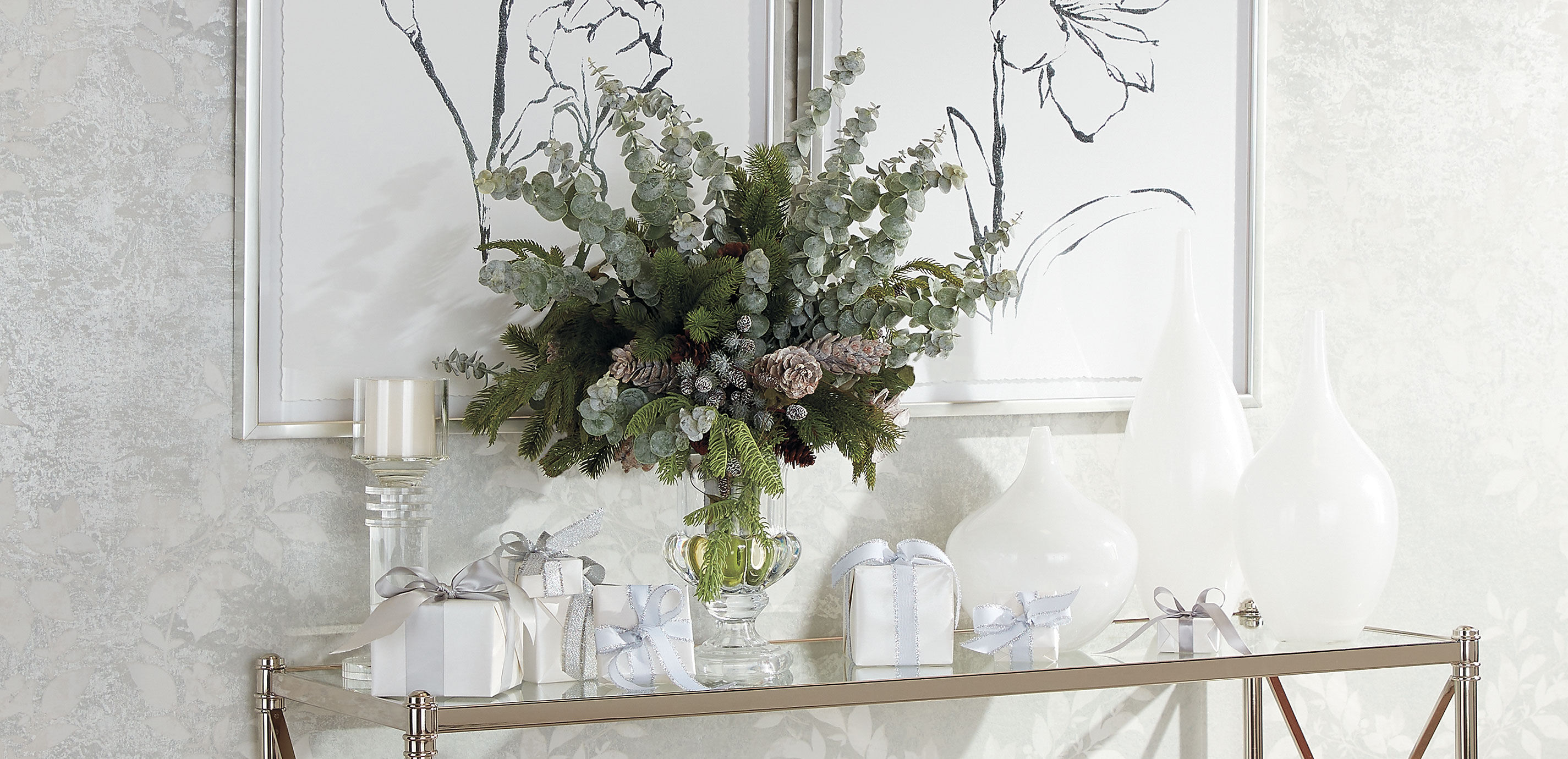 Evergreen & Eucalyptus Holiday Centerpiece_6