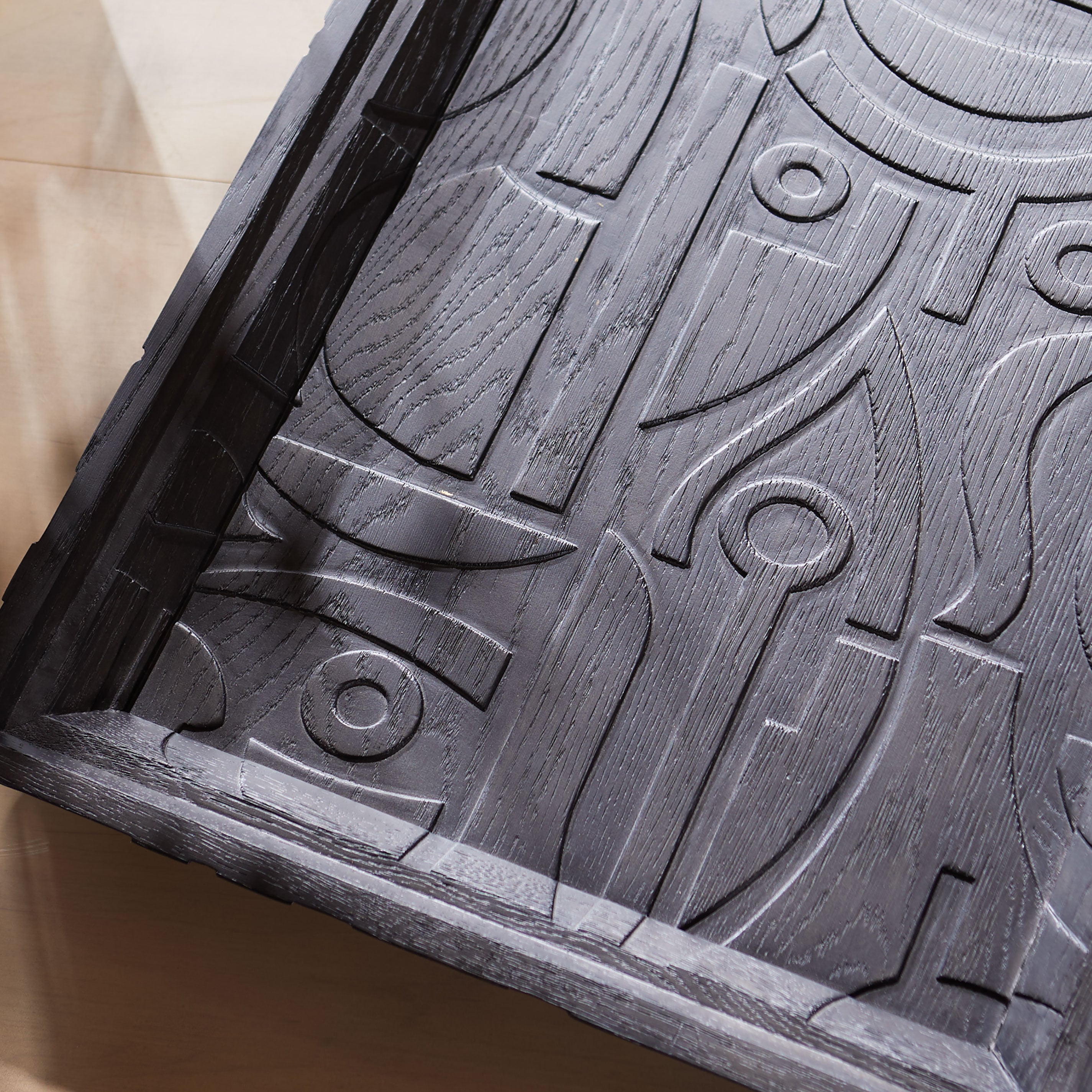 Carved Dark Wood Tray Product Tile Hover Image 432508   BLK