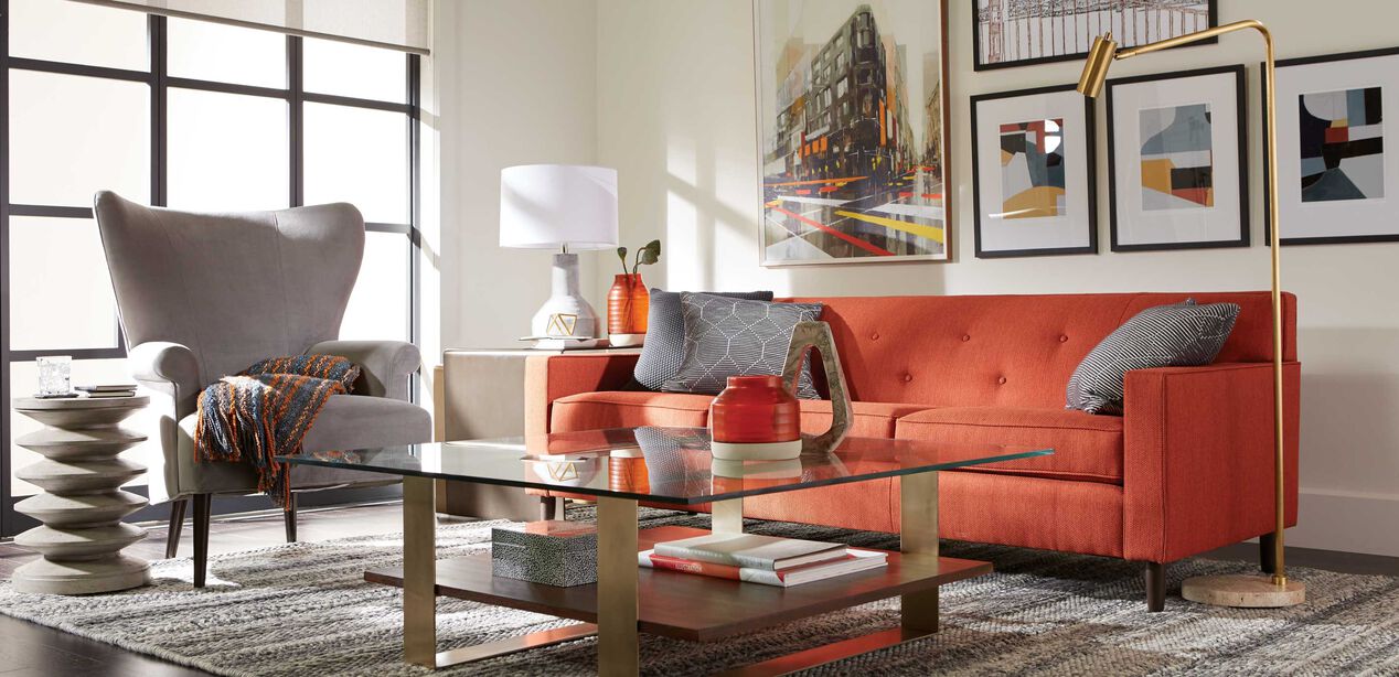 Marcus Upholstered Modern TrackArm Sofa Ethan Allen