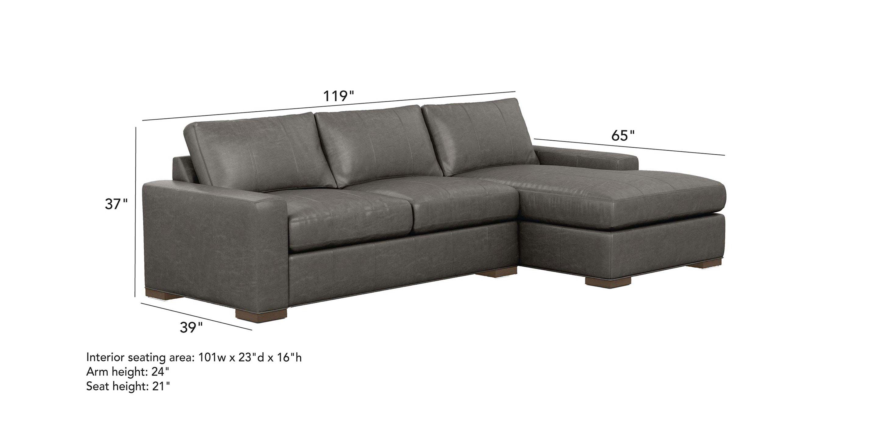 Conway Leather 2Piece Sectional with Chaise, Quick Ship Ethan Allen
