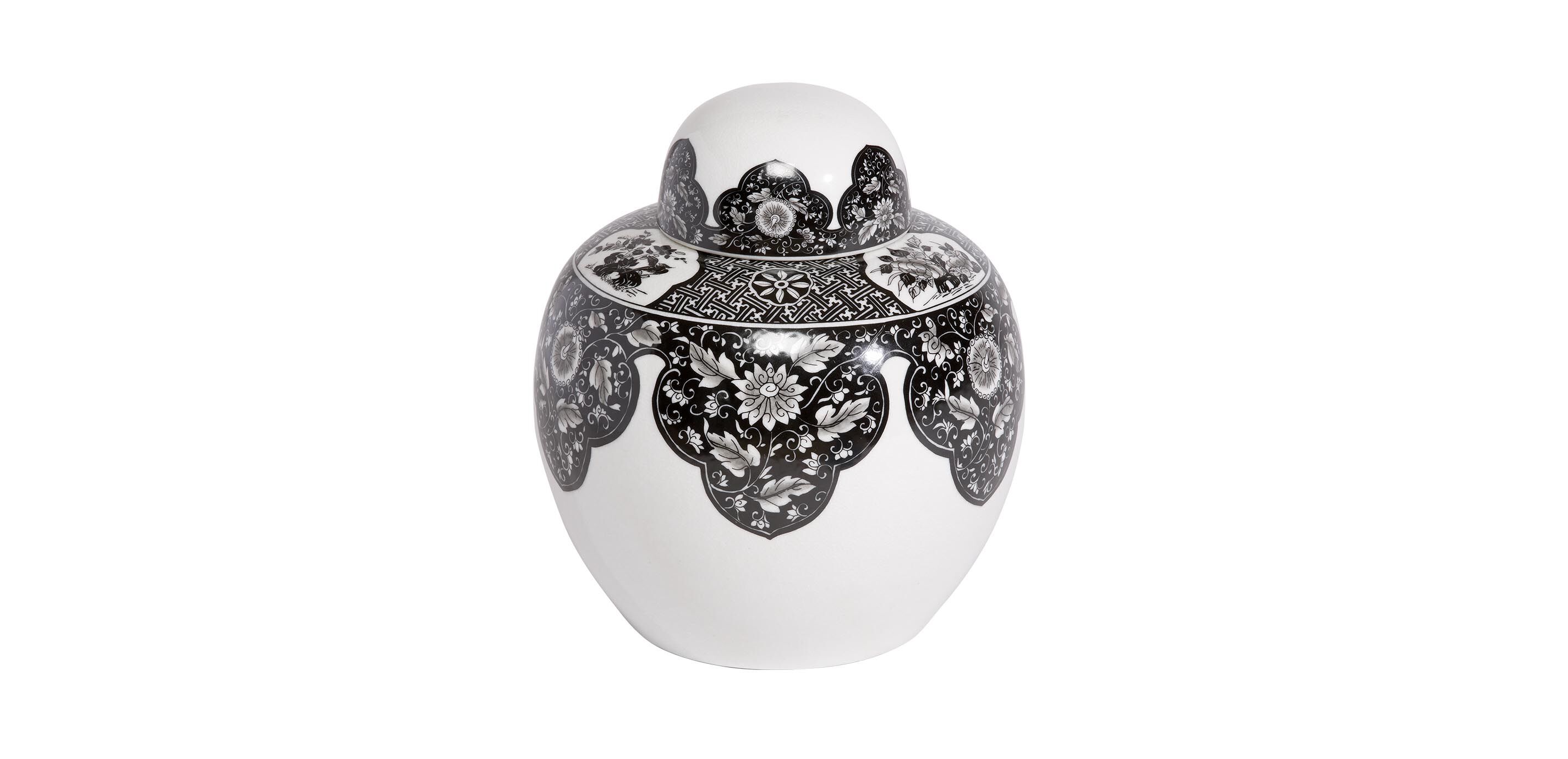 Black and White Round Lidded Jar