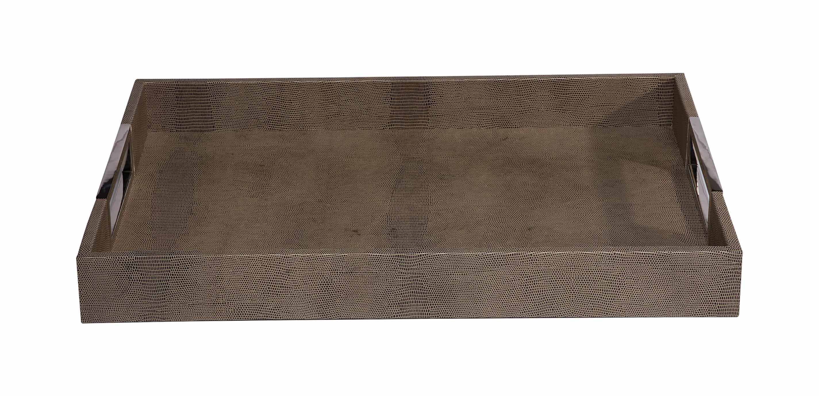 Embossed Rectangular Leather Tray