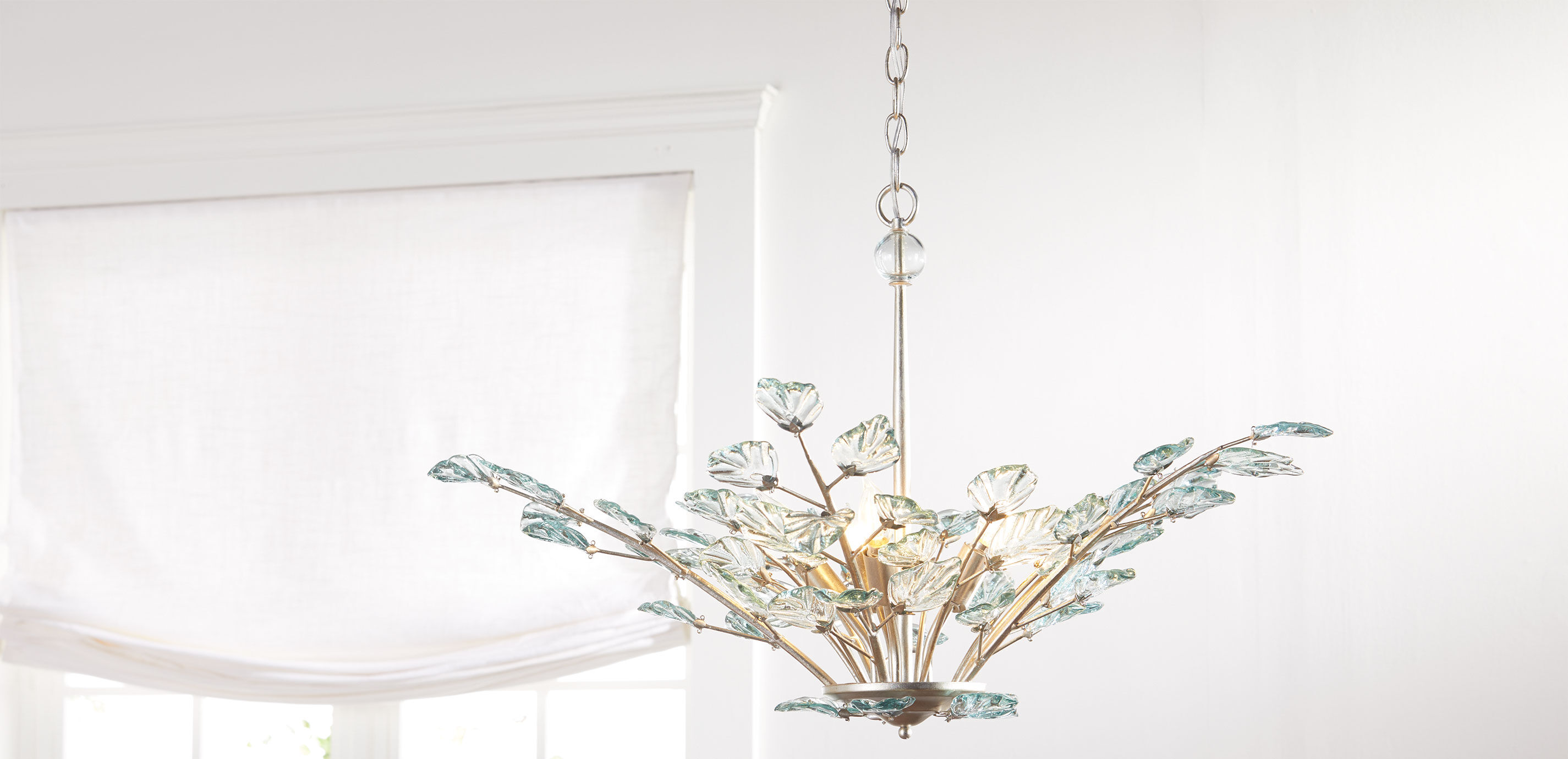 Evelyn Recycled Glass Leaf Chandelier_4