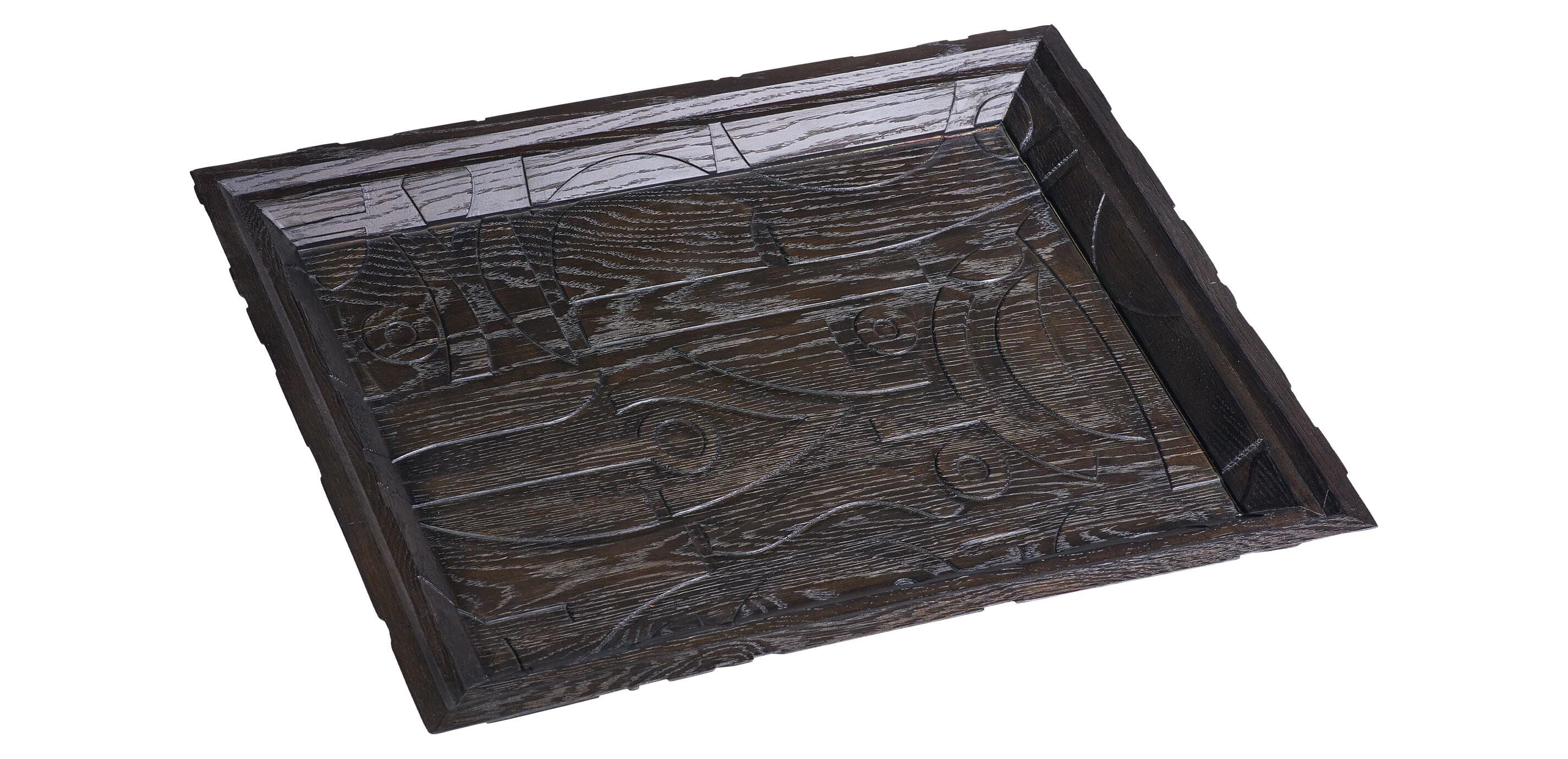 Carved Dark Wood Tray