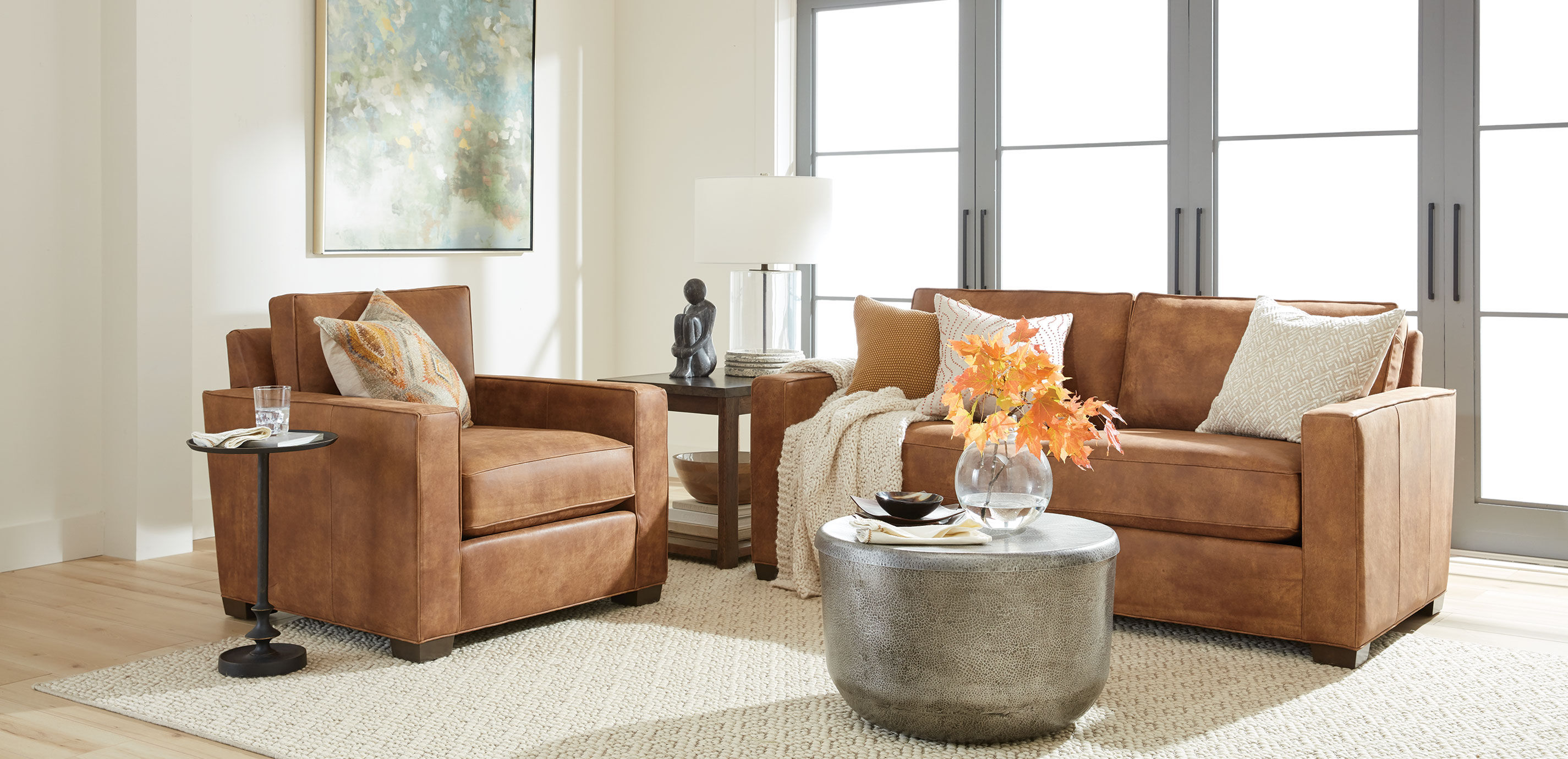 Spencer Leather Track-Arm Sofa - 24in Depth_2