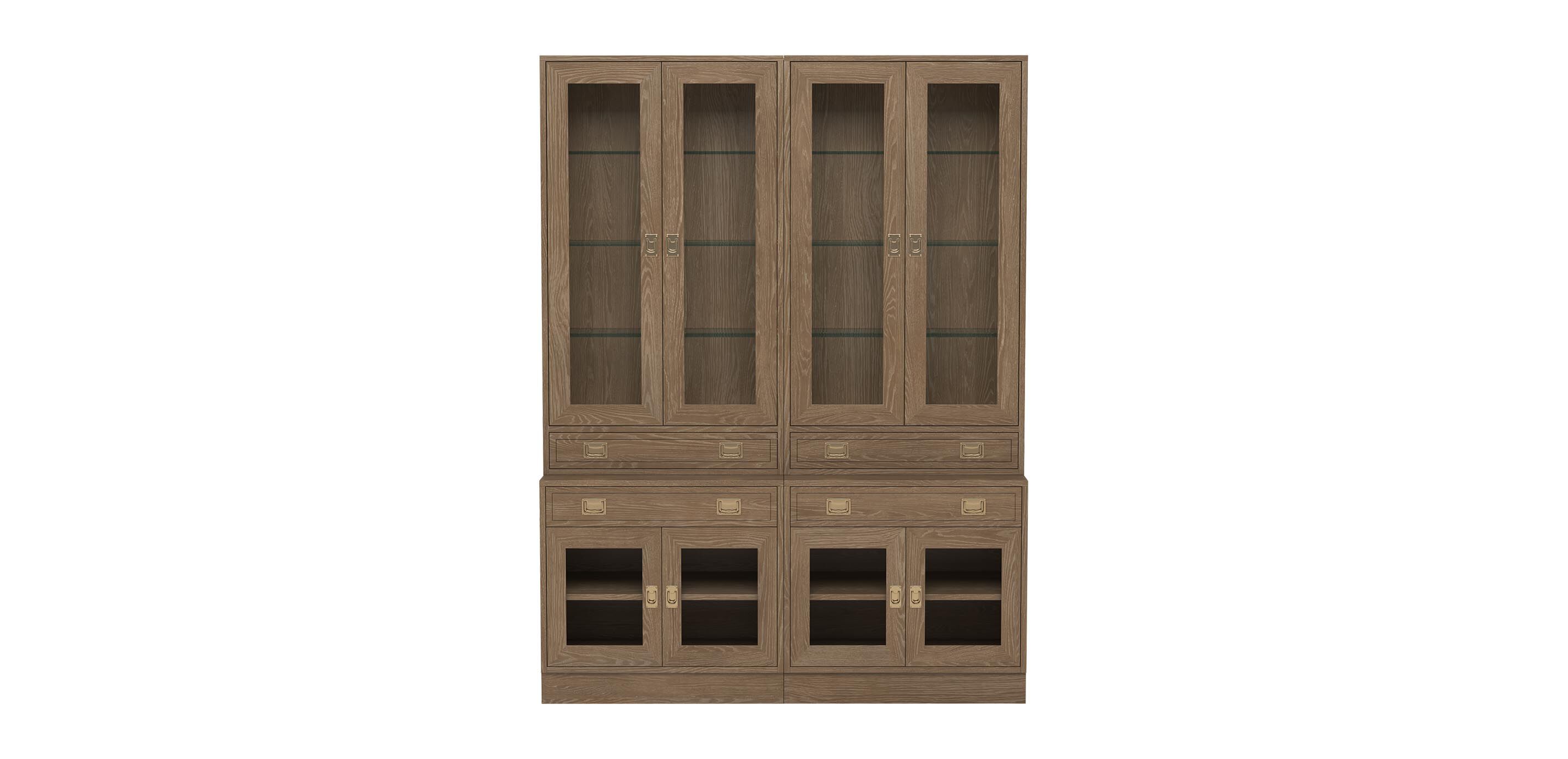 Callum Double Bookcase, Glass Doors