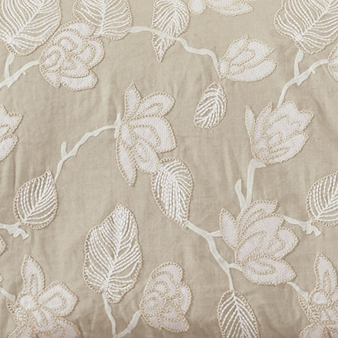 Linen-Blend Floral Embroidered Duvet Cover and Shams Set, Natural Product Tile Hover Image floralembroidered