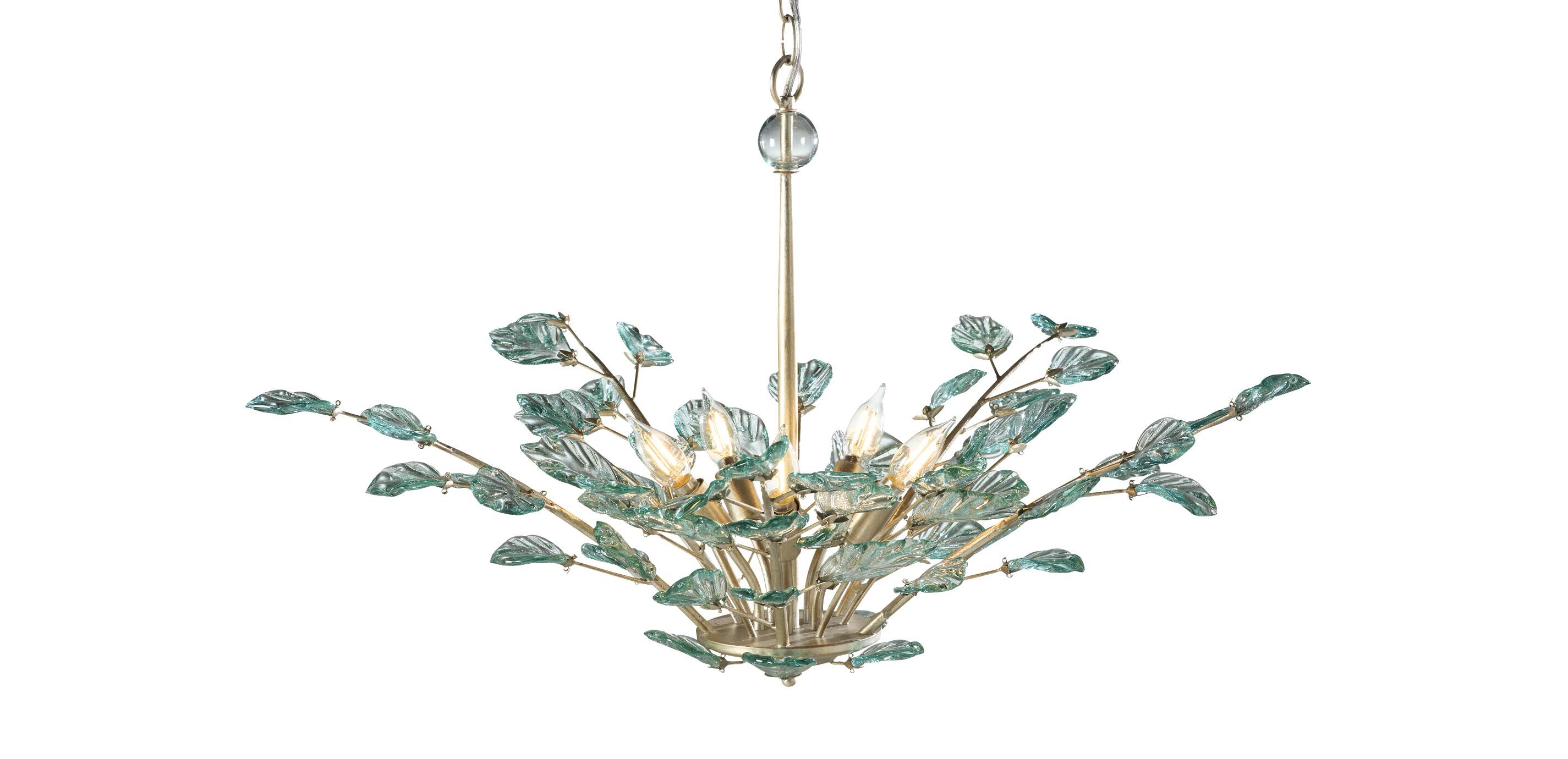 Evelyn Recycled Glass Leaf Chandelier 