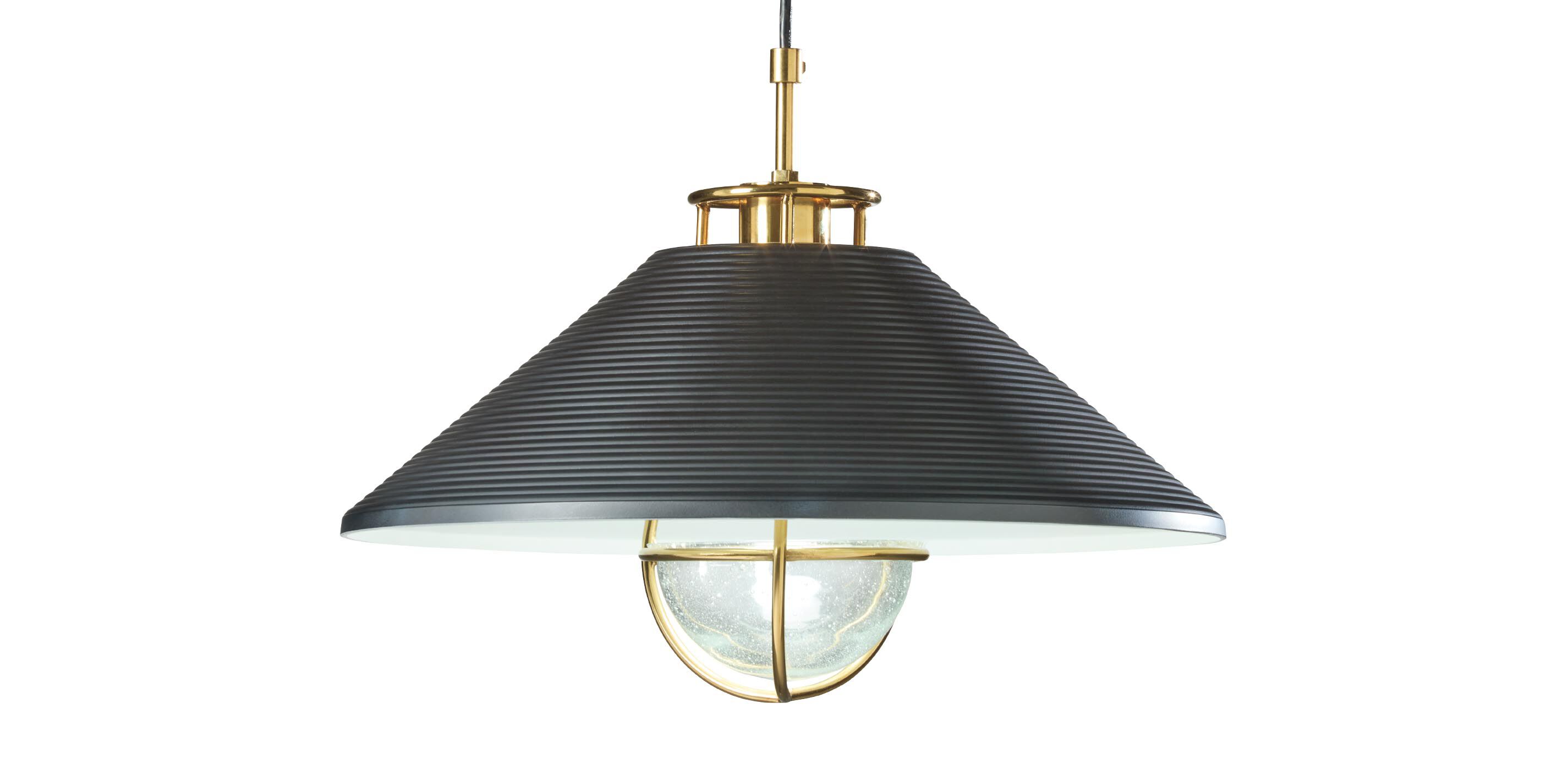 Dune Black-and-Brass Ribbed Pendant Light 