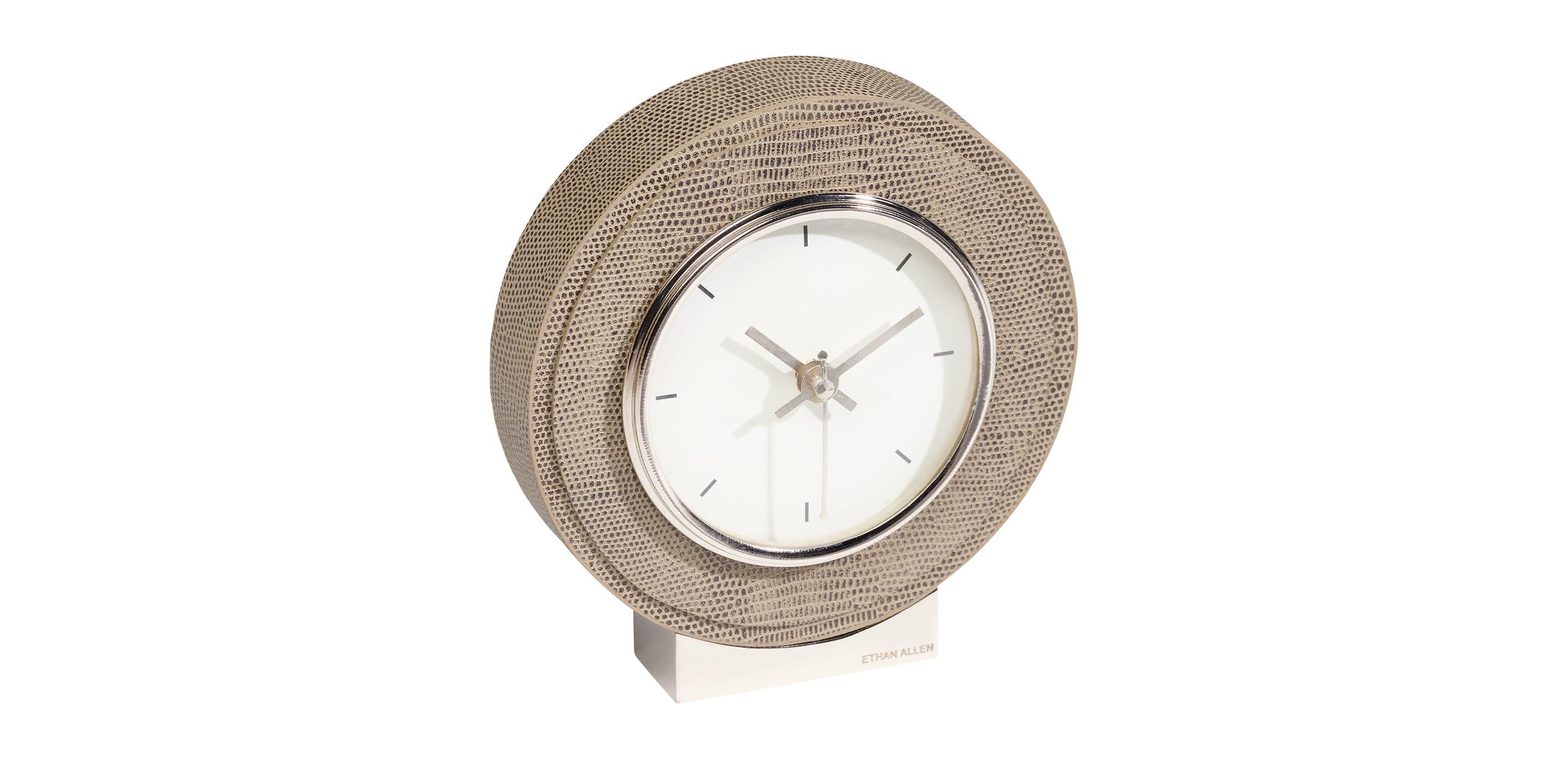 Reptile-Patterned Leather Desk Clock_1