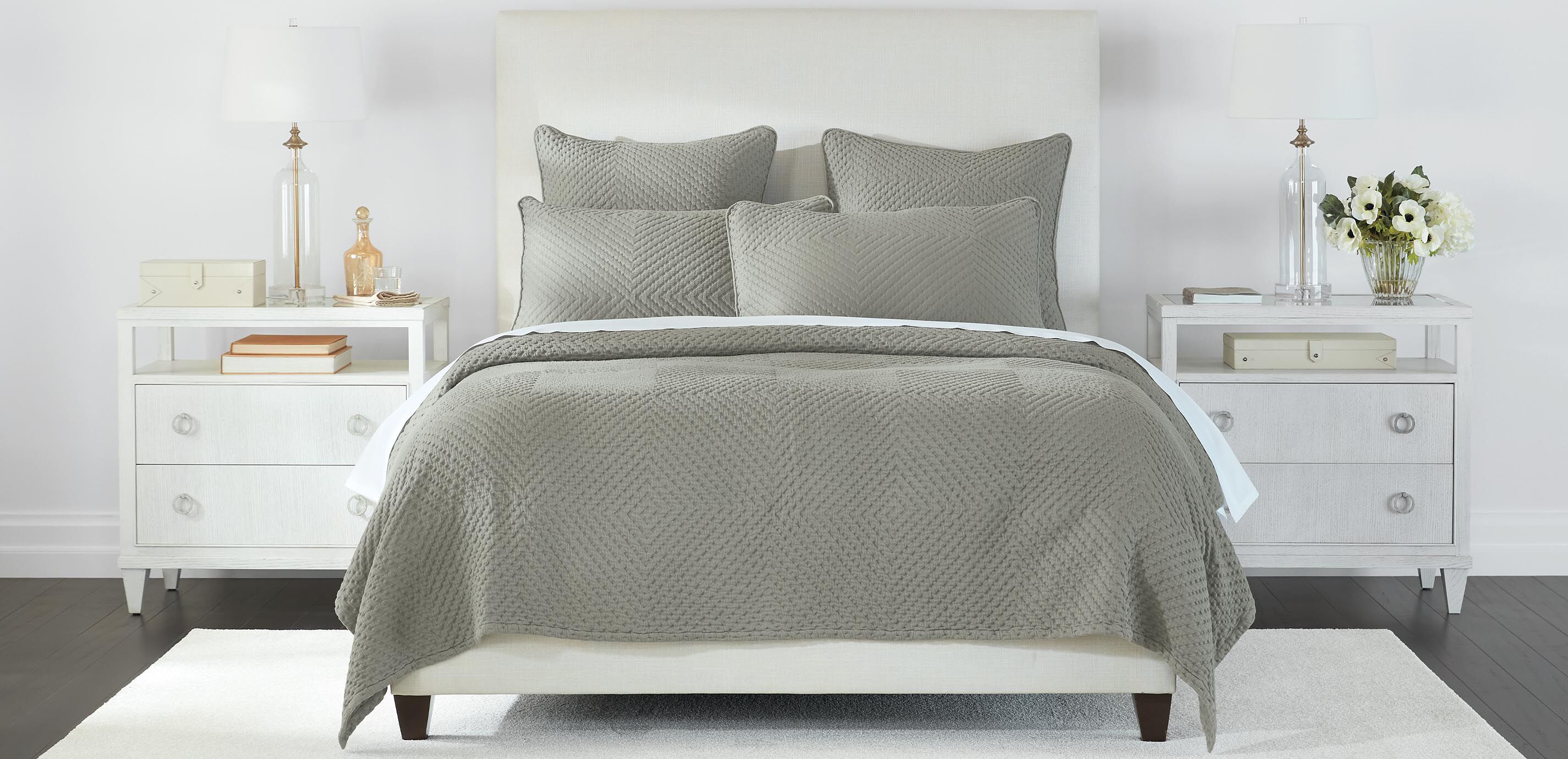 Geometric Matelasse Coverlet and Shams Set, Olive