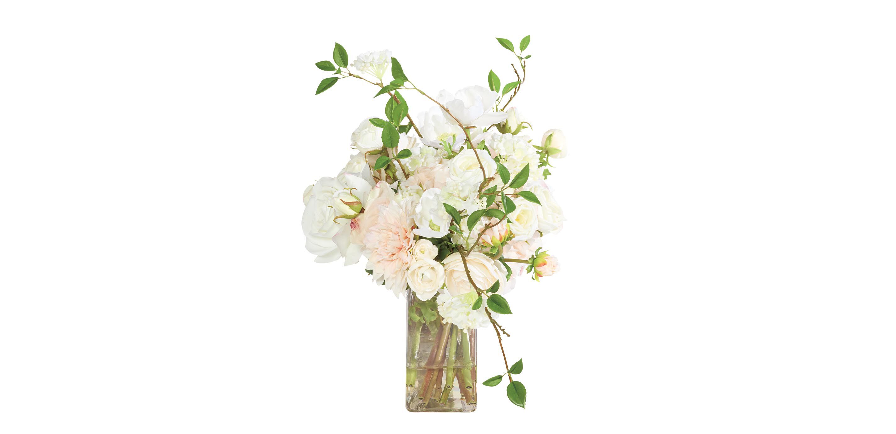 Blush Mixed Floral Bouquet in Small Linear Glass Vase_3
