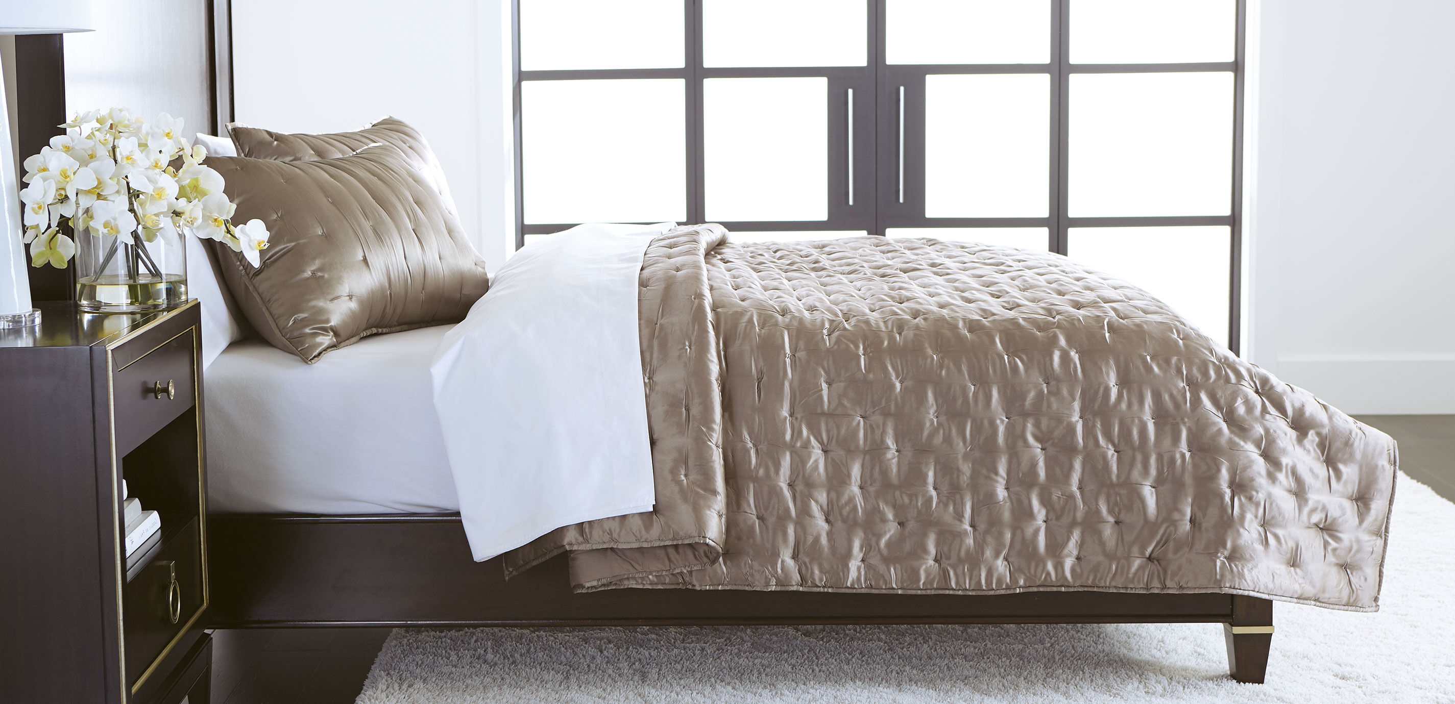 Washed Taupe Silk Coverlet and Shams_1