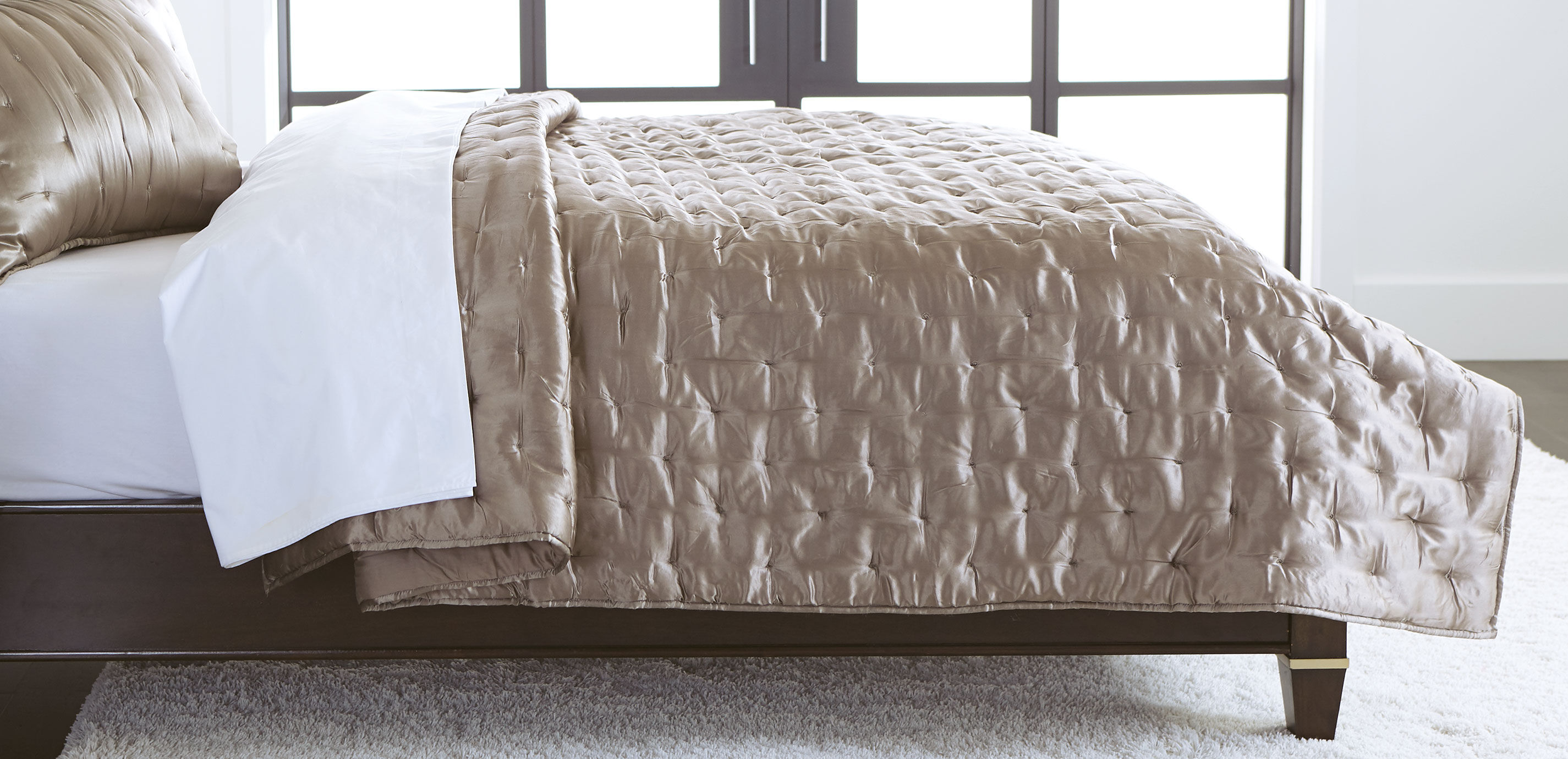 Washed Silk Full/Queen Coverlet, Taupe