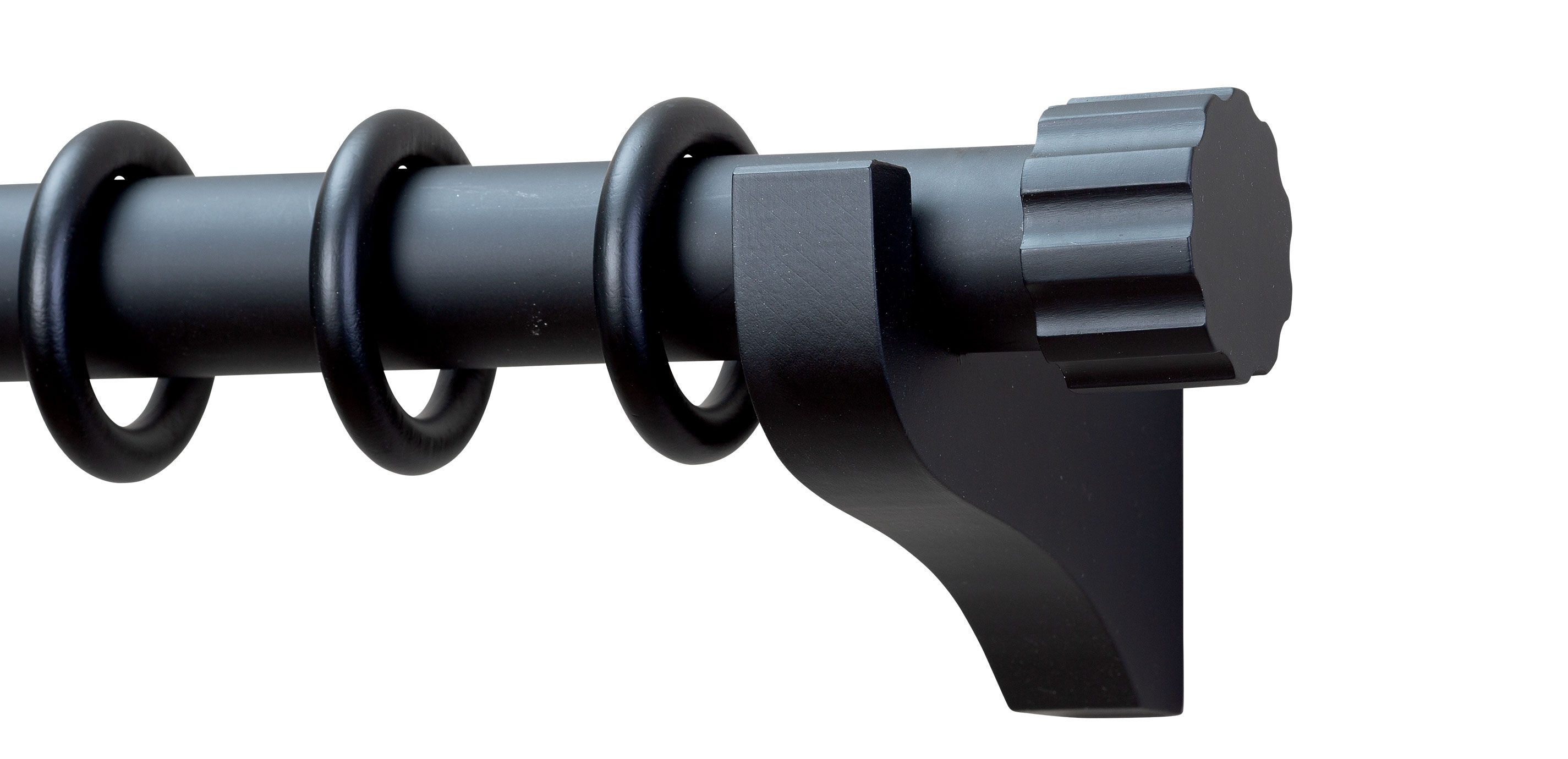 Painted Wood Drapery Hardware Set with Ribbed End Cap Finial